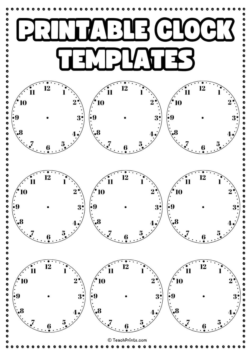 Free Printable Clock Template