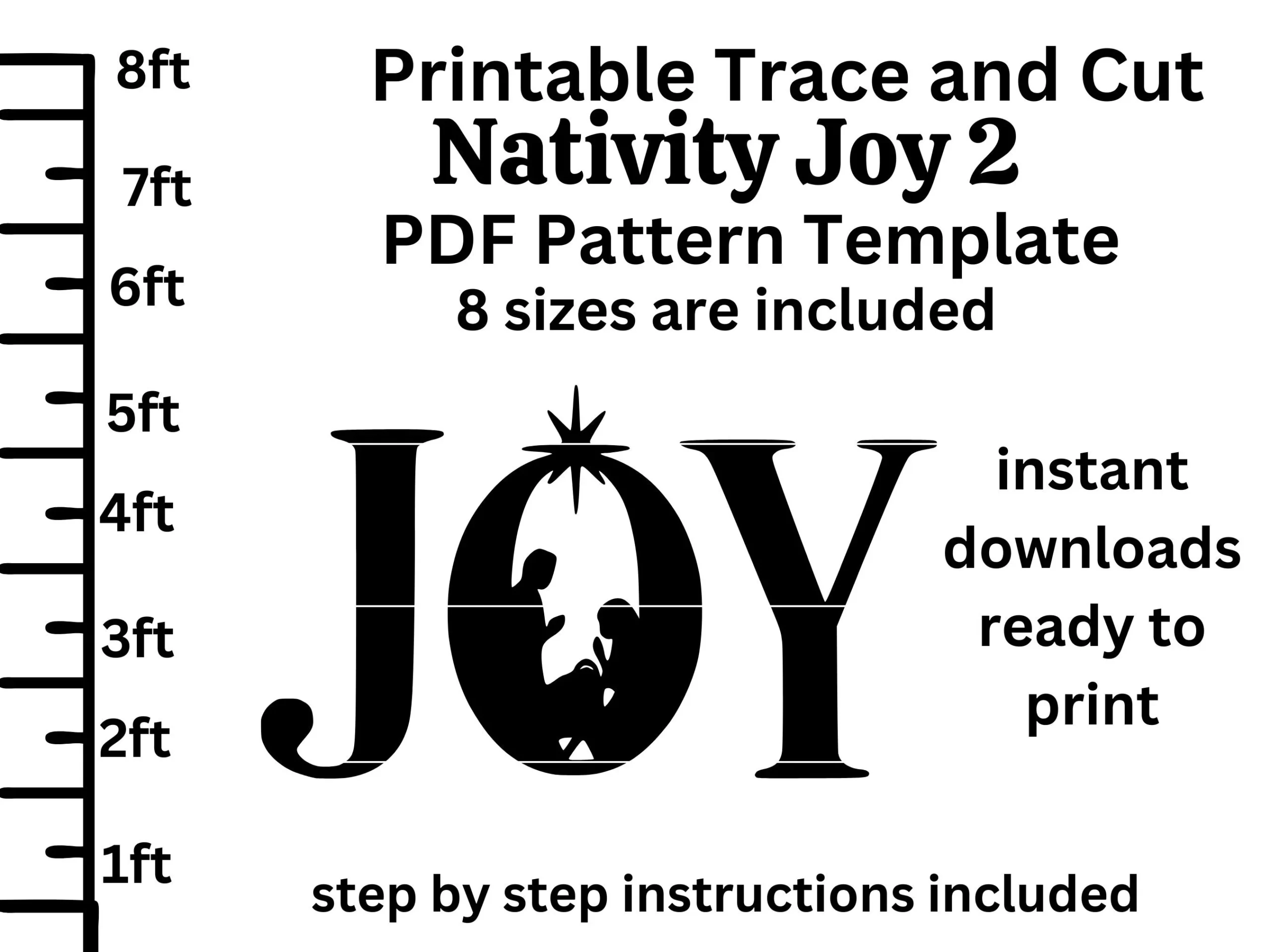 1ft 8ft Nativity Scene JOY Bundle PDF Template printable Trace