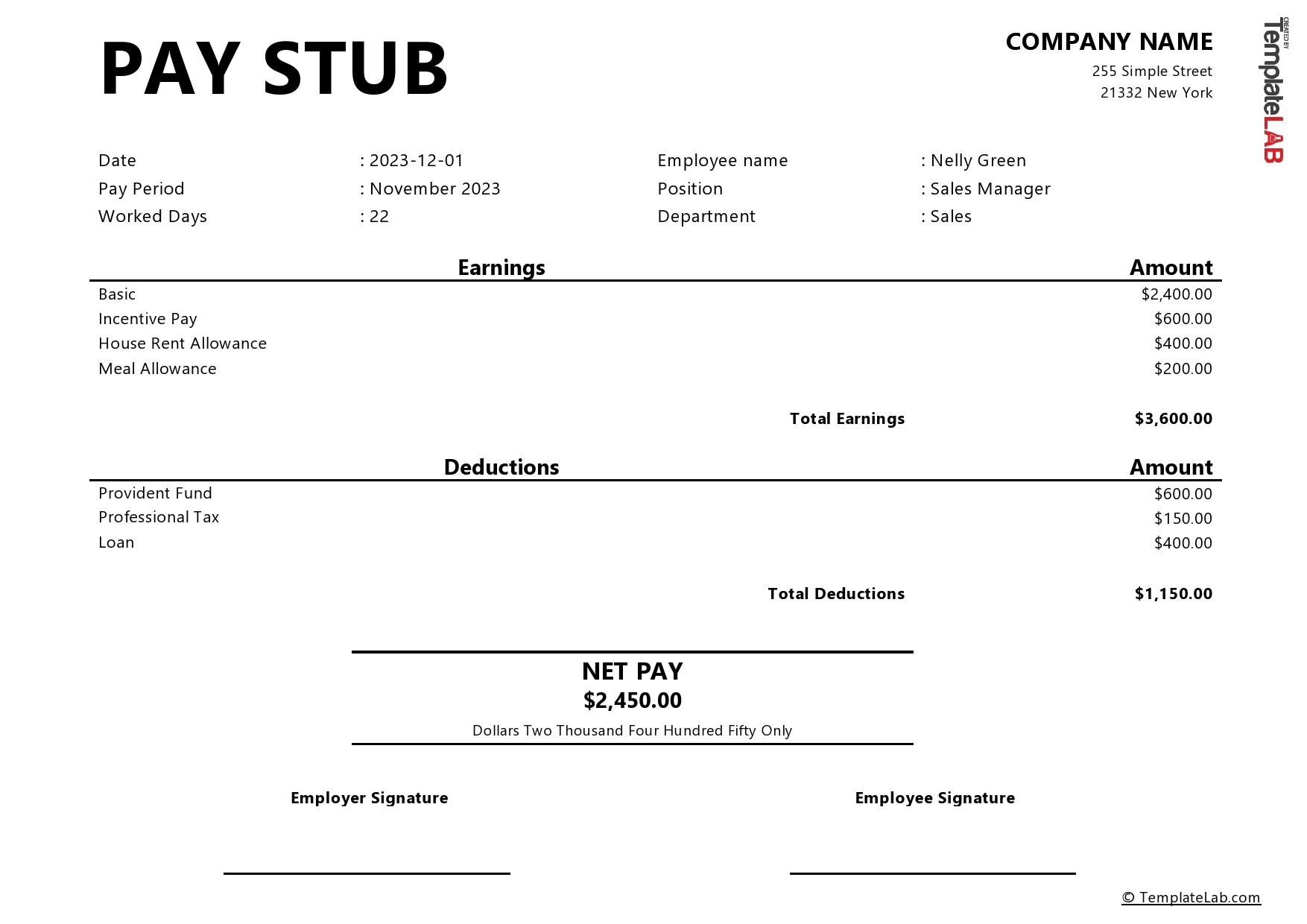 Free Printable Paycheck Stub Templates