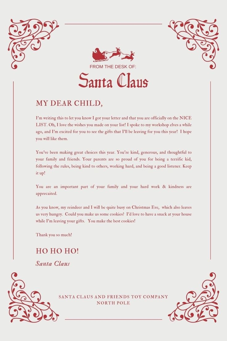 Letter From Santa Template Free Printable
