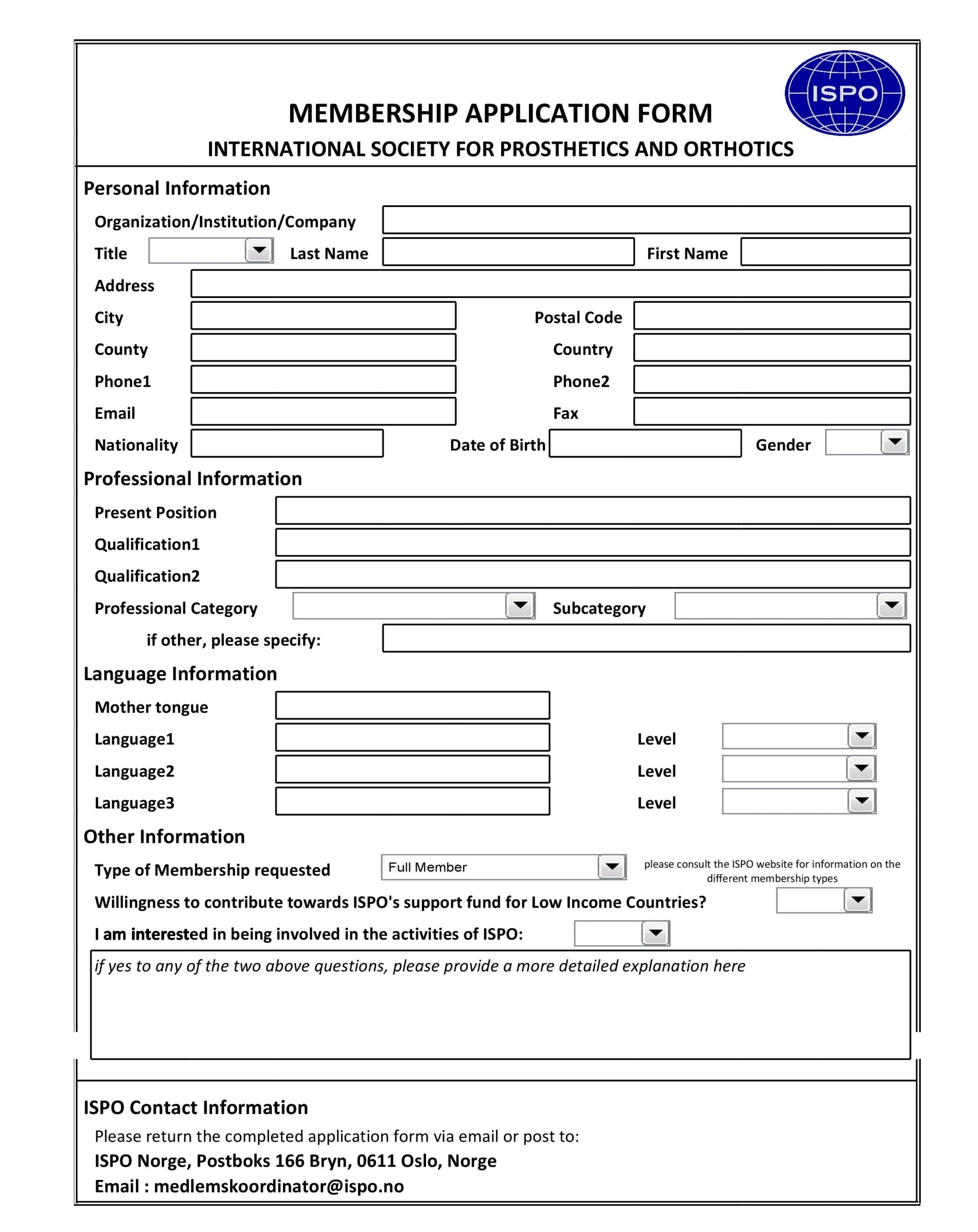 30 Membership Application Form Templates Word Excel PDF 
