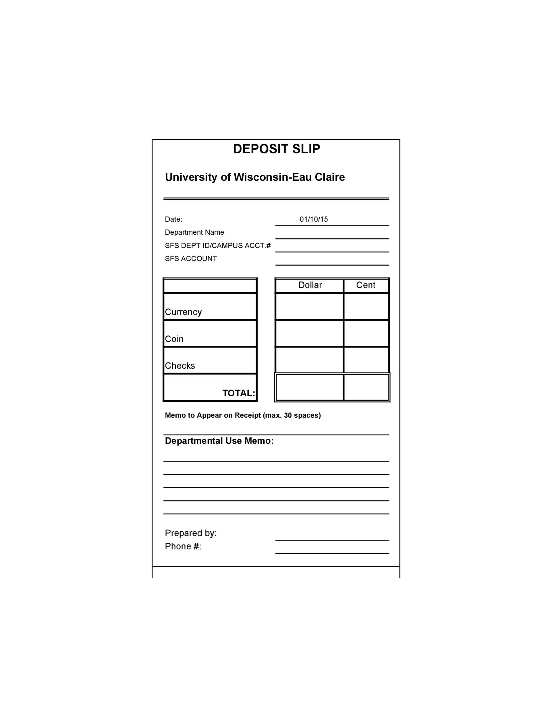 Free Printable Printable Deposit Slip Template