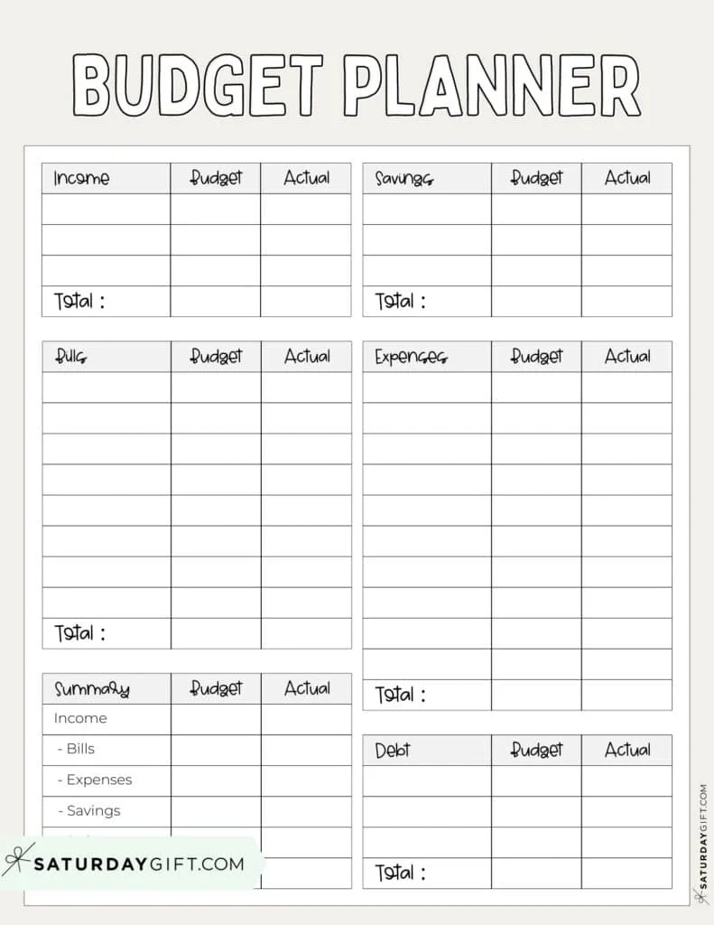 Printable Free Monthly Budget Template