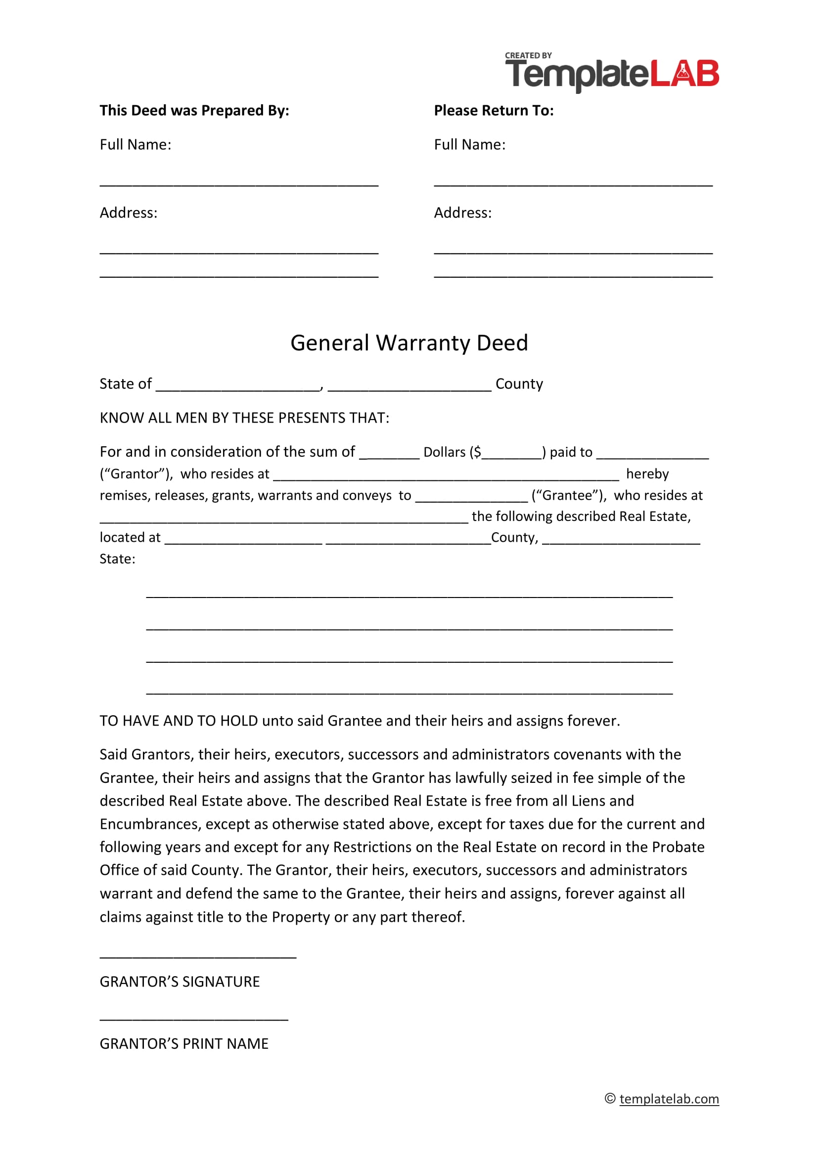 38 Warranty Deed Templates amp Forms General Special 