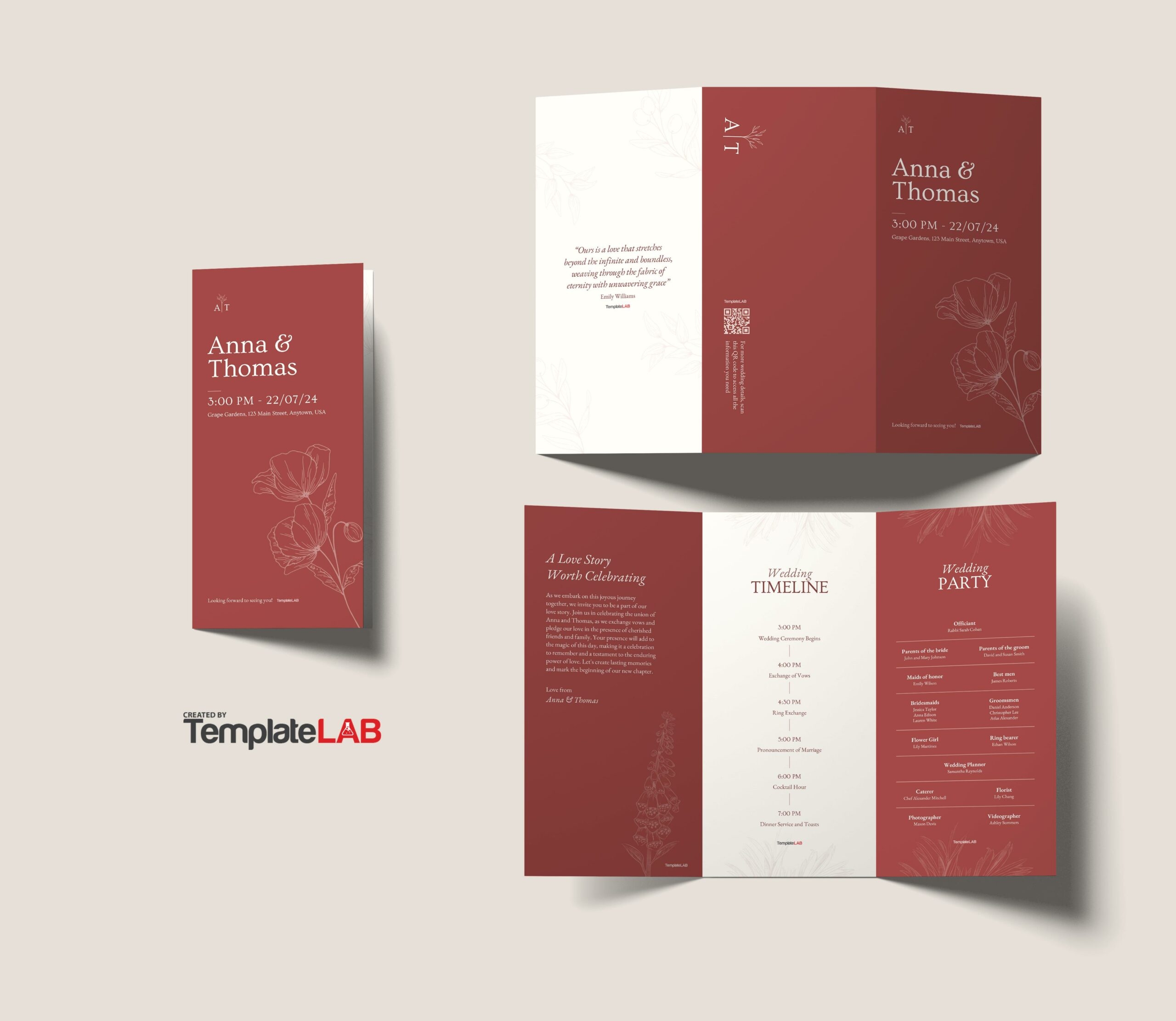 Free Printable Tri Fold Wedding Program Templates