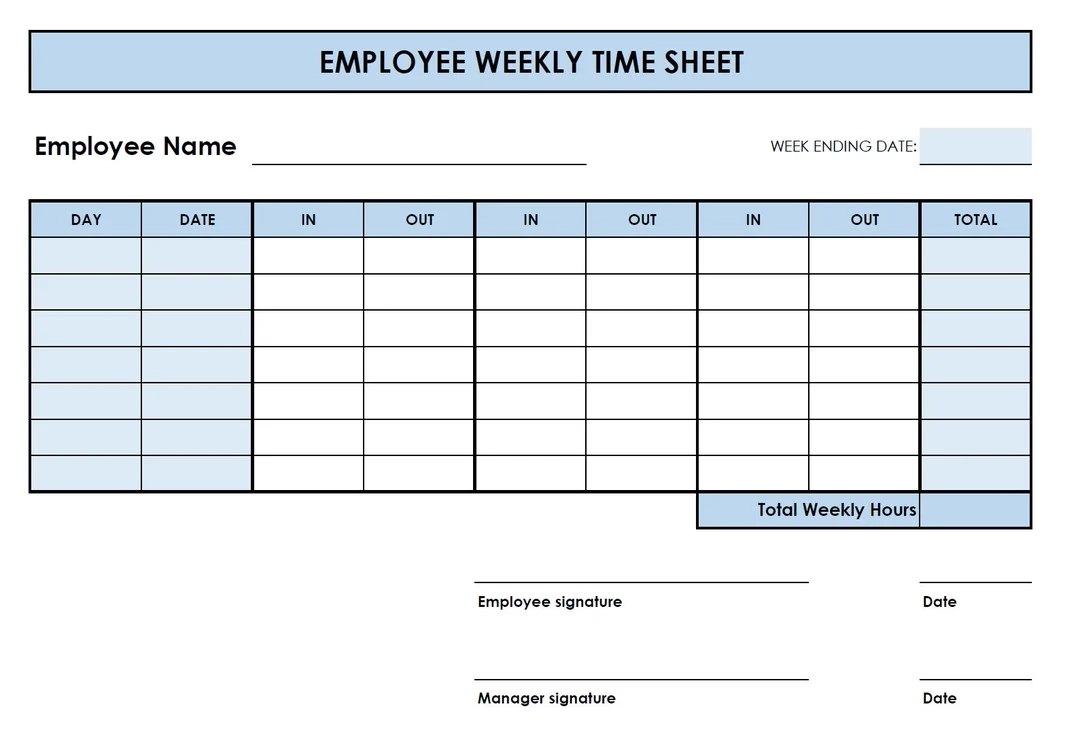 5 Printable PDF Weekly Timesheet Templates Printable Timesheet 