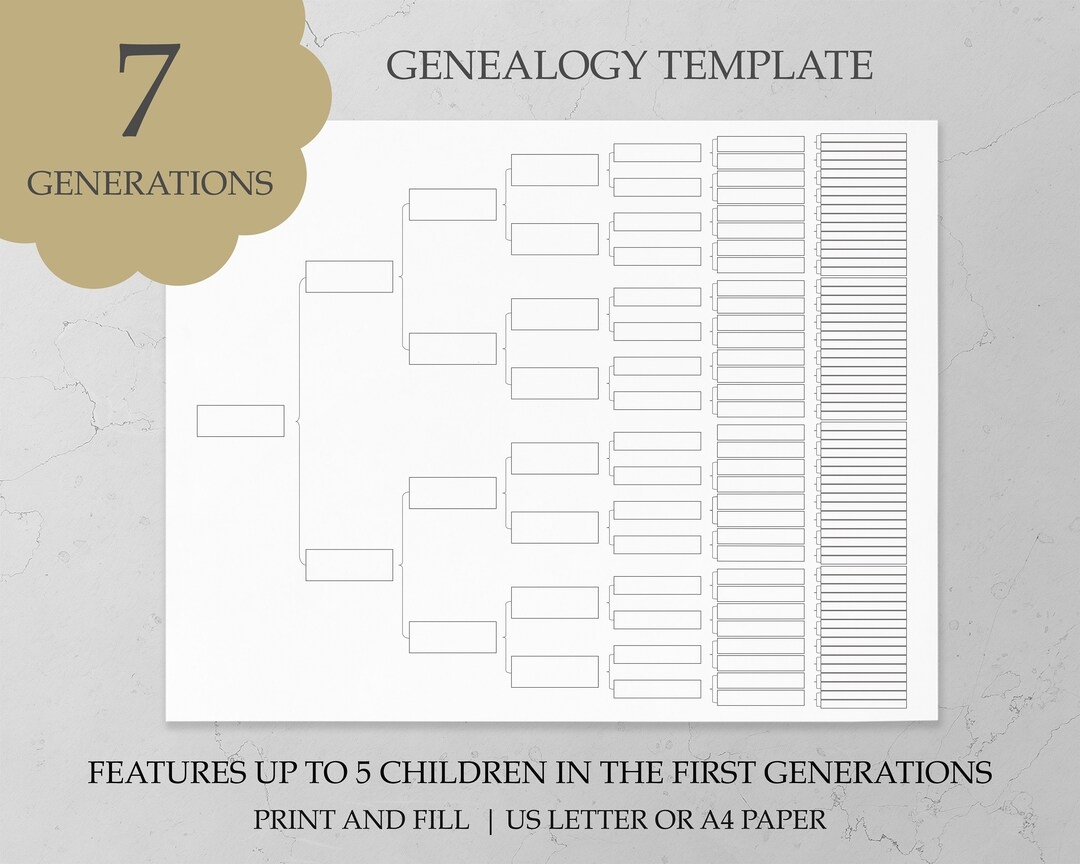 Printable Family Tree Template 7 Generations