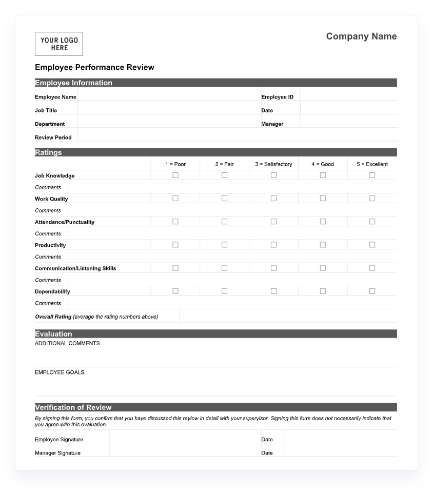 70 Free Employee Performance Review Templates Word PDF