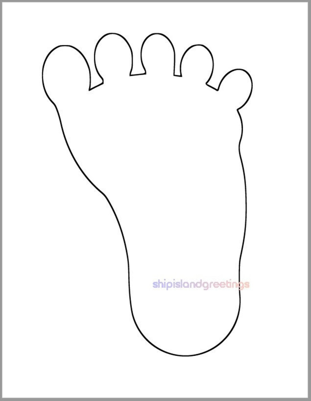 9 Inch Footprint Template baby Shower Decor large Printable