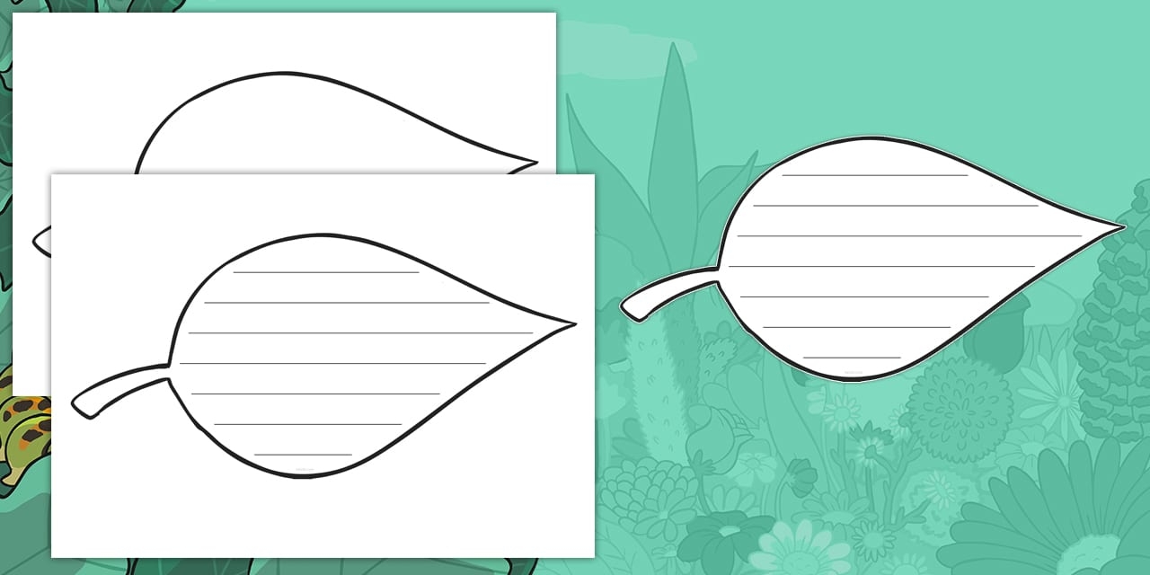 A Leaf Template With Lines For F 2 Students Writing Frames