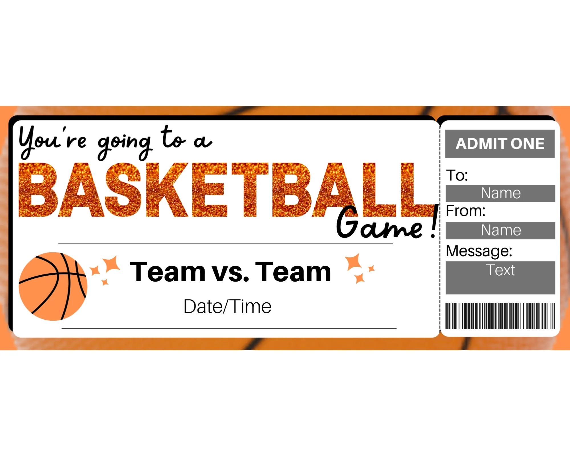 Basketball Game Ticket Template Printed Smile Shop