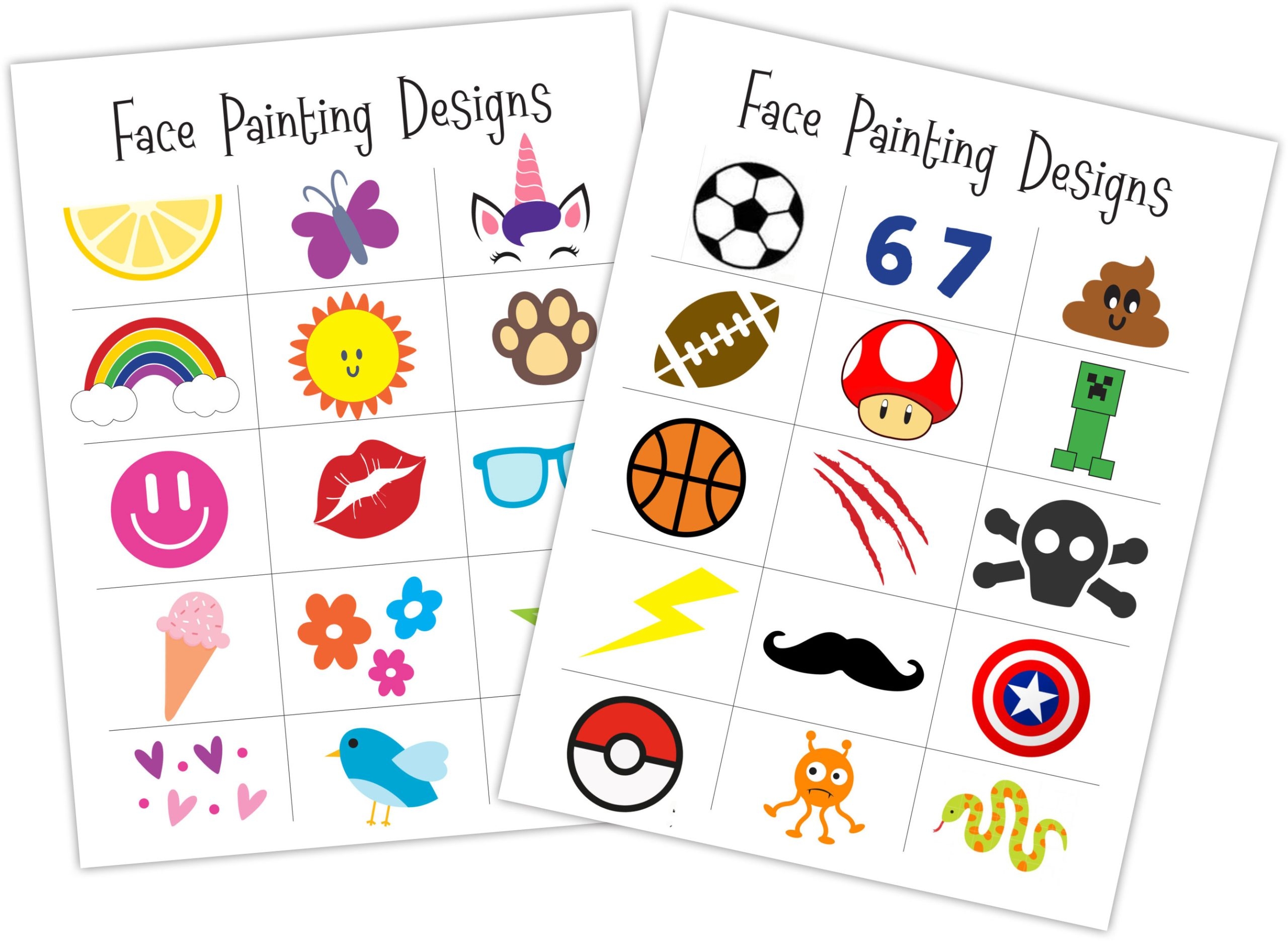 Beginner Face Painting Ideas For Kids printable PDF My Silly