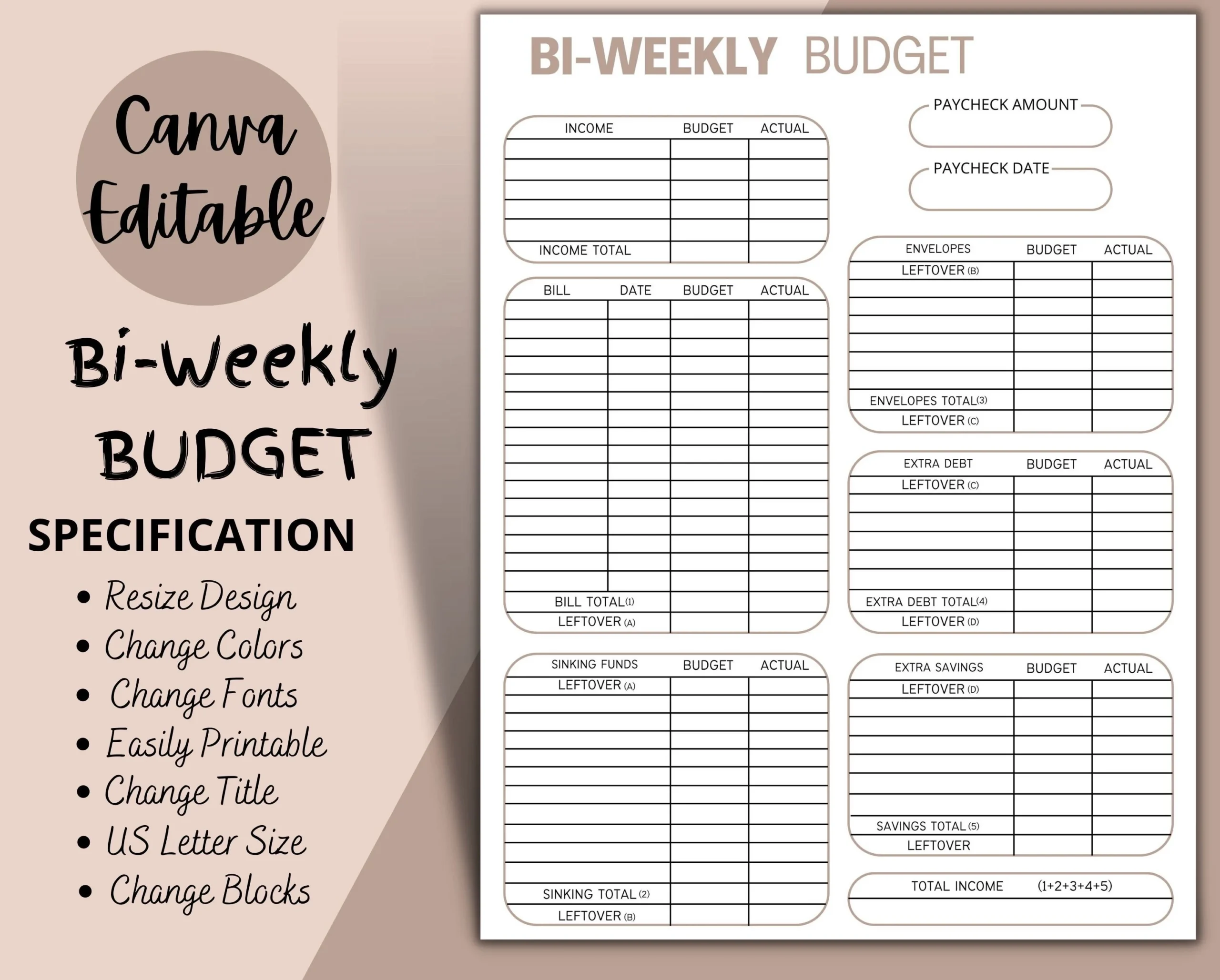 Free Printable Bi-Weekly Budget Template