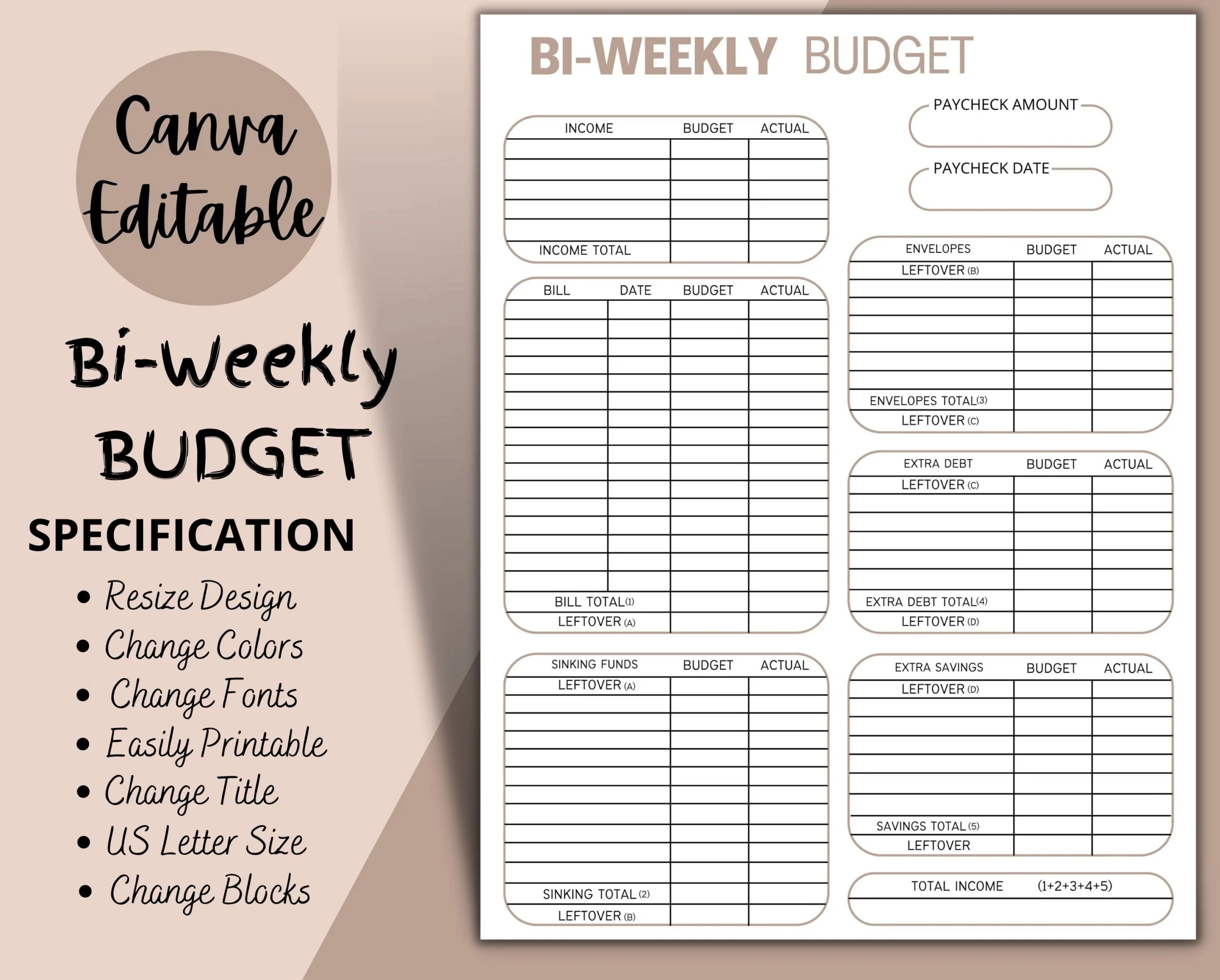 Free Printable Bi-Weekly Budget Template