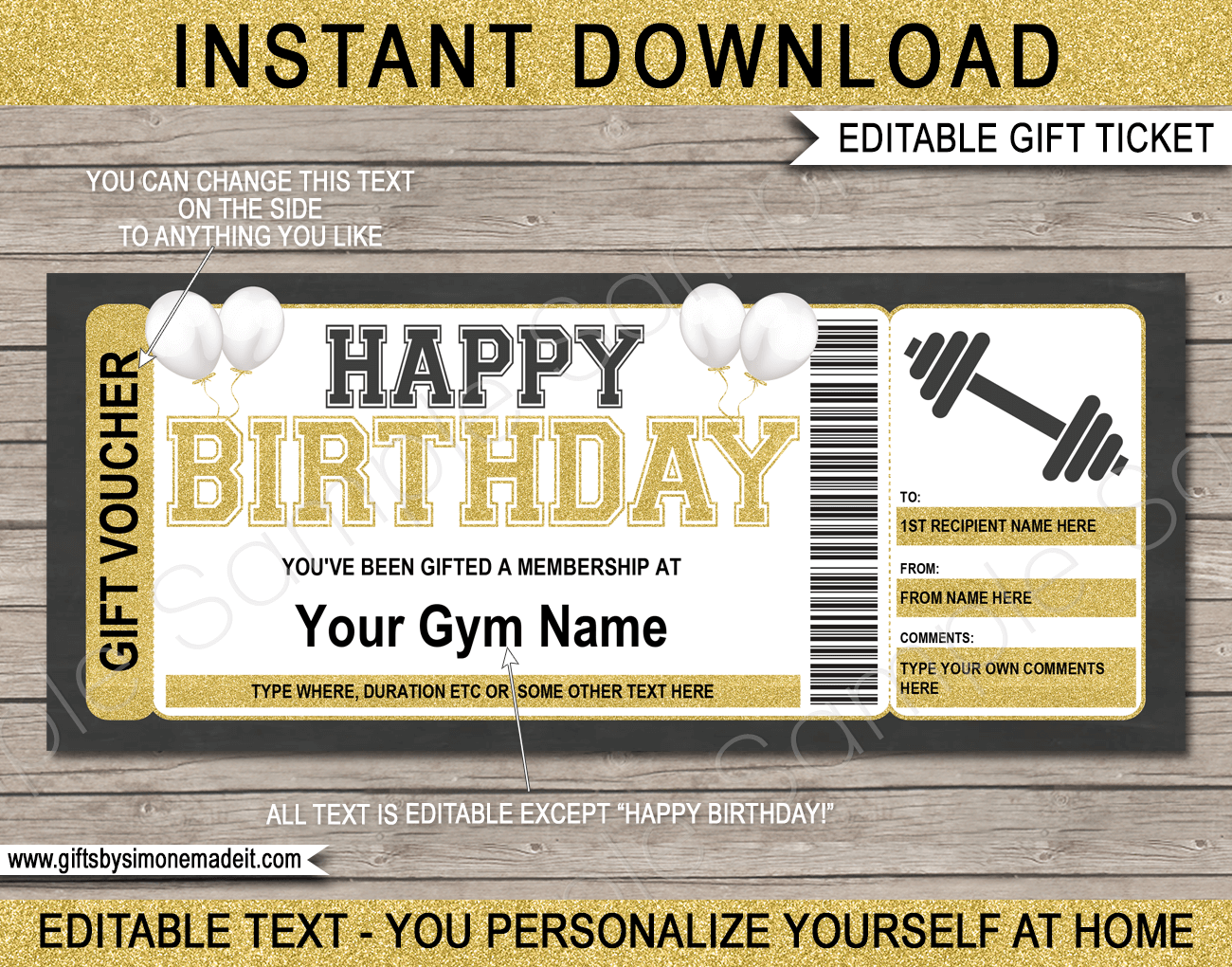Printable Fitness Voucher Template