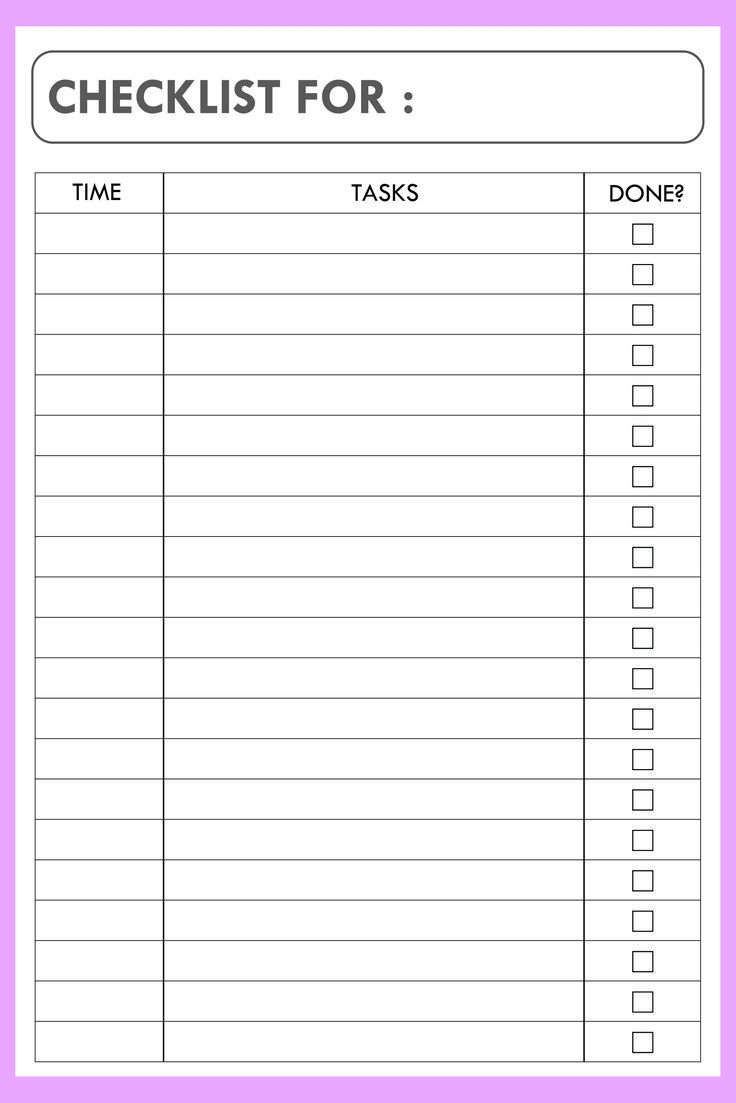 Blank Checklist Templates Free Printable PDF