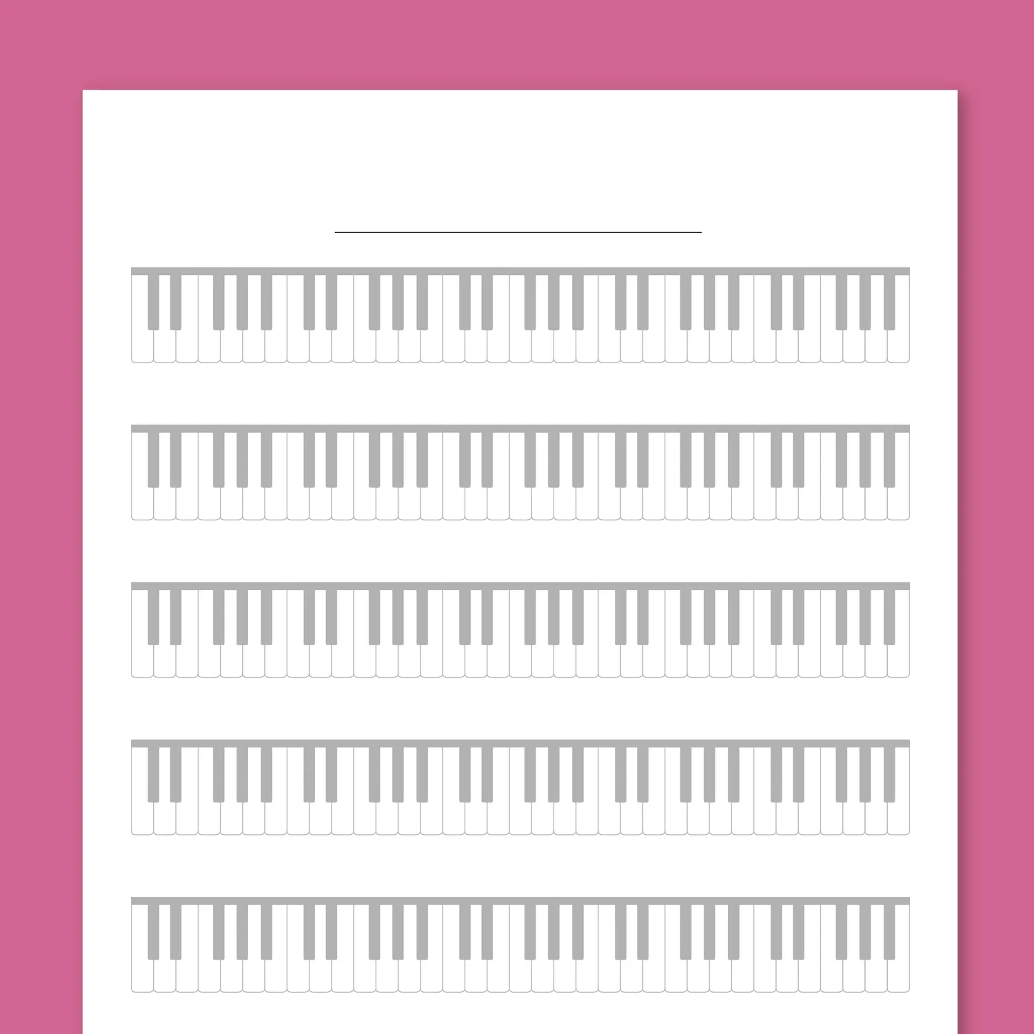 Blank Piano Keyboard Worksheet Gray Version Free PDF