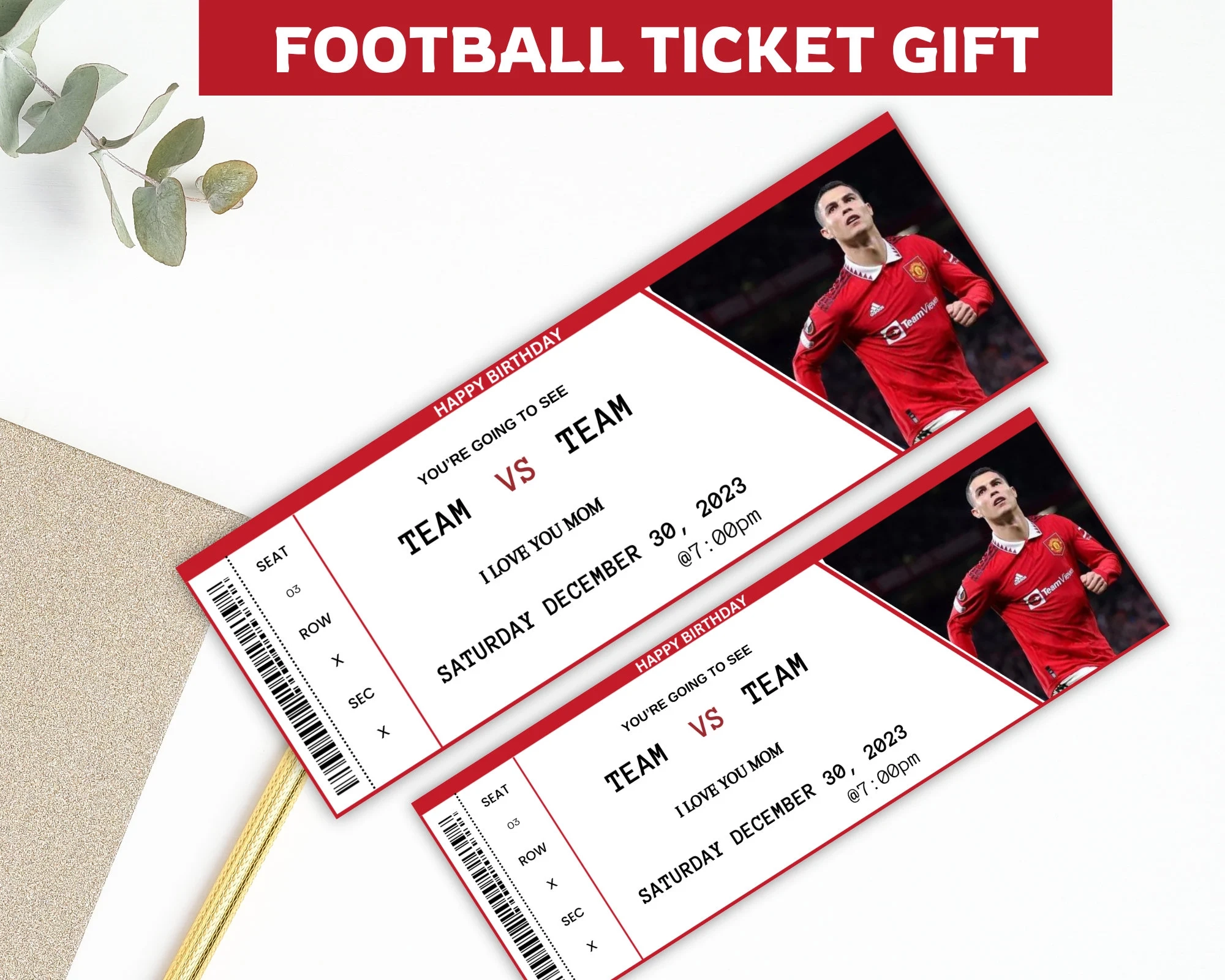 CANVA Editable Football Game Ticket Football Birthday Ticket 