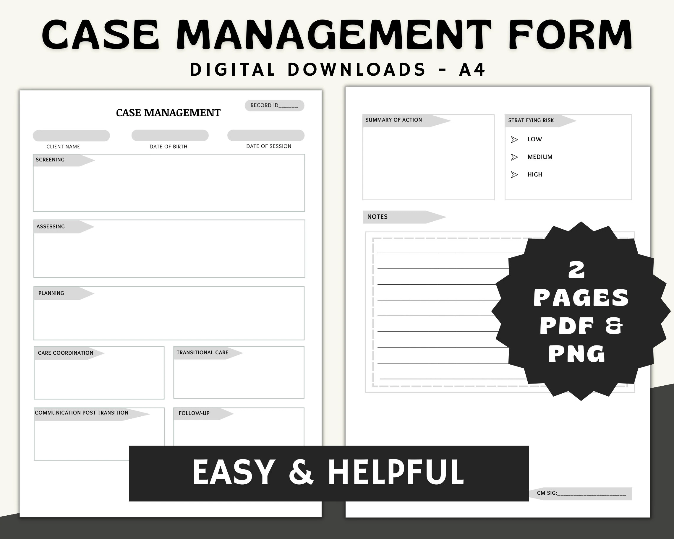 Case Management Form Client Documentation Template printable PDF 
