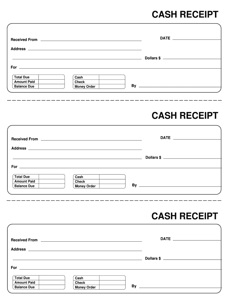 Cash Receipt Form Fill Online Printable Fillable Blank 
