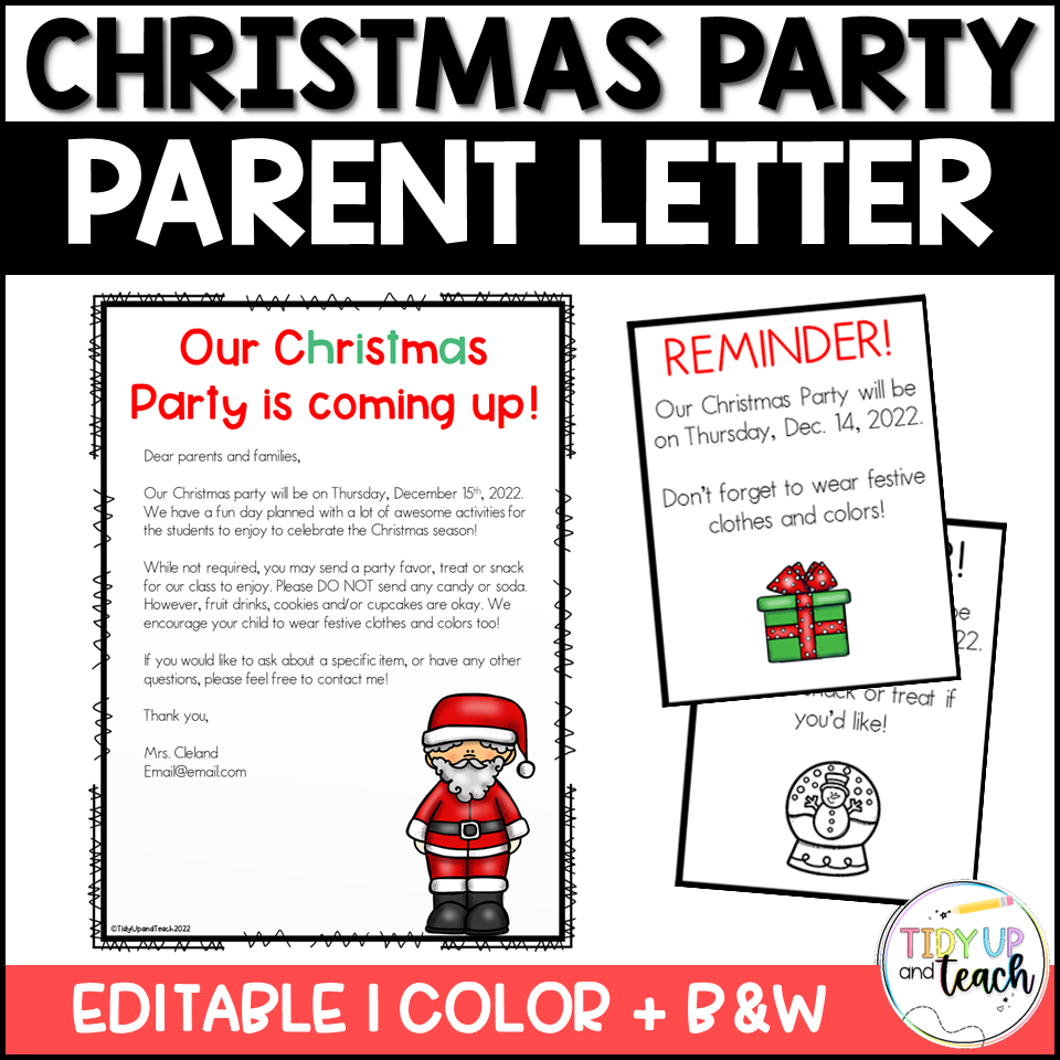Christmas Party Letter For Parents Made By Teachers