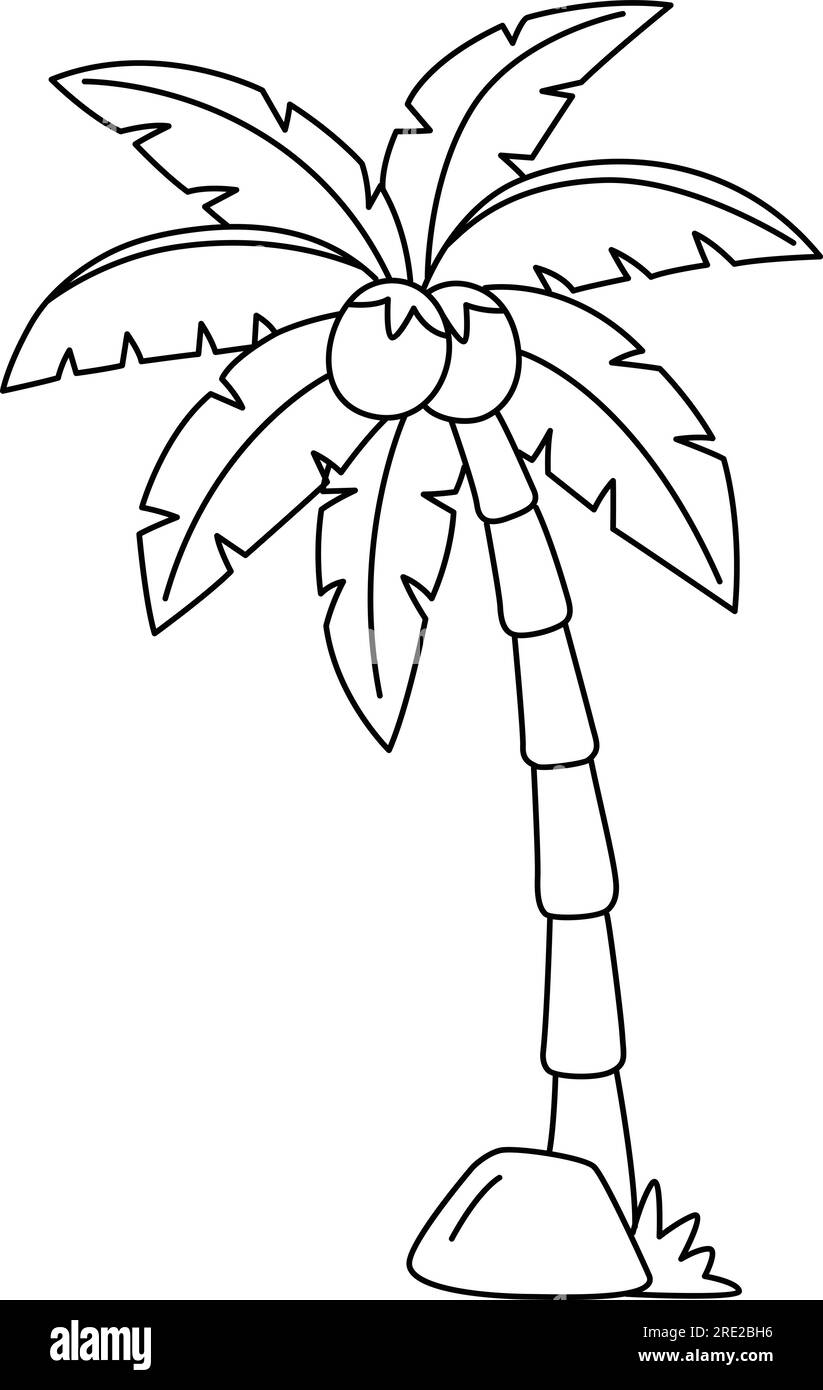 Coconut Tree Isolated Coloring Page For Kids Stock Vector Image