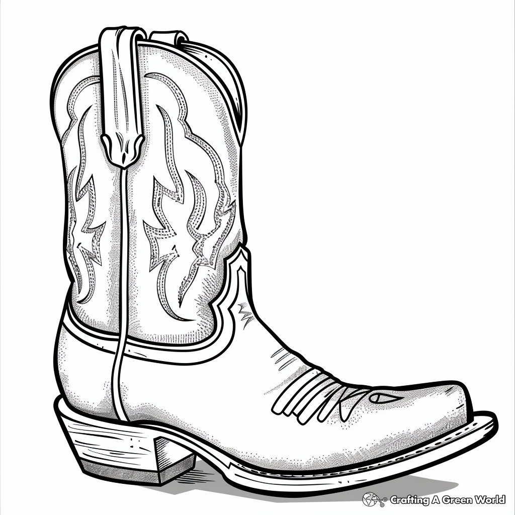 Cowboy Boot Coloring Pages Free amp Printable 