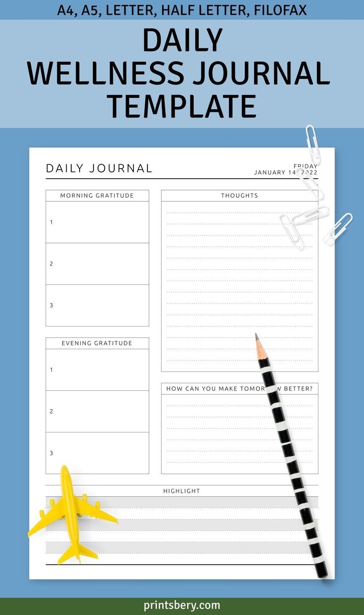 Daily Wellness Journal Template Daily Wellness Journal Template