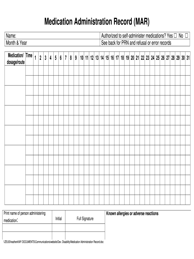Deshutes MAR Form Fill Online Printable Fillable Blank 