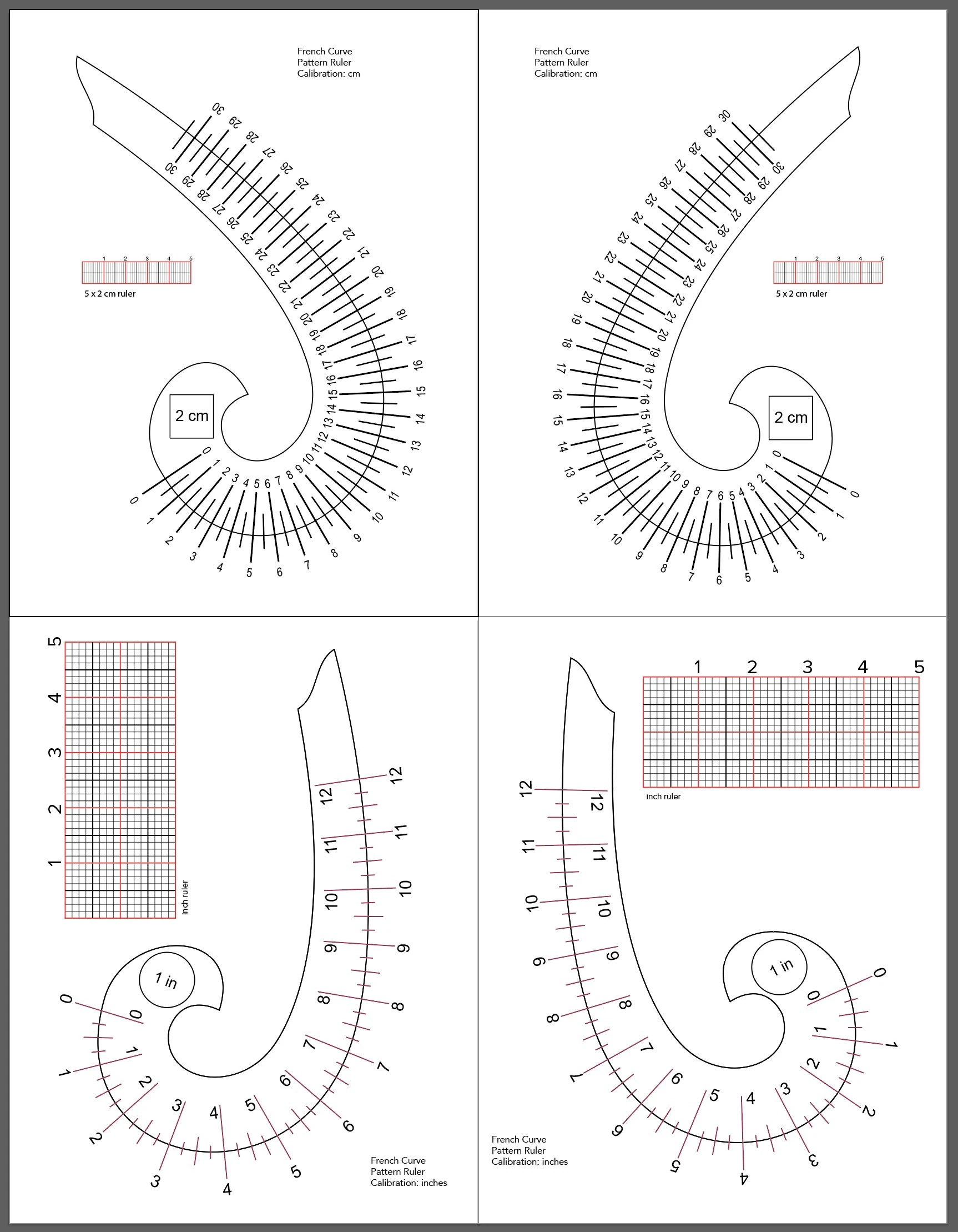 French Curve Template Printable