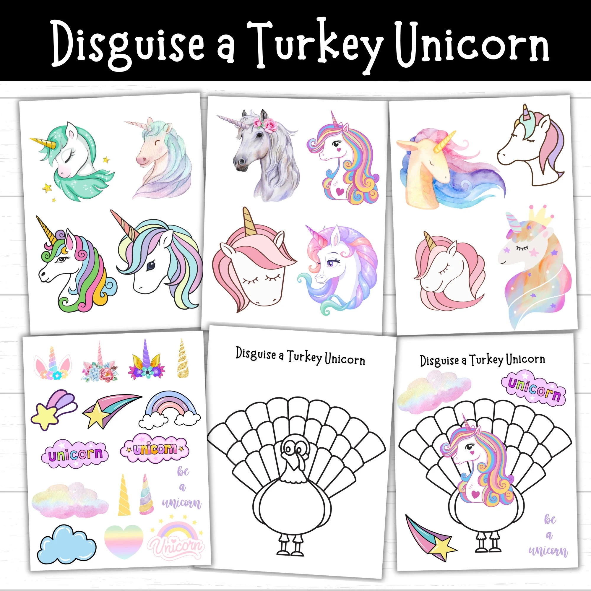 Disguise A Turkey Unicorn Craft Printable Thanksgiving Activity 