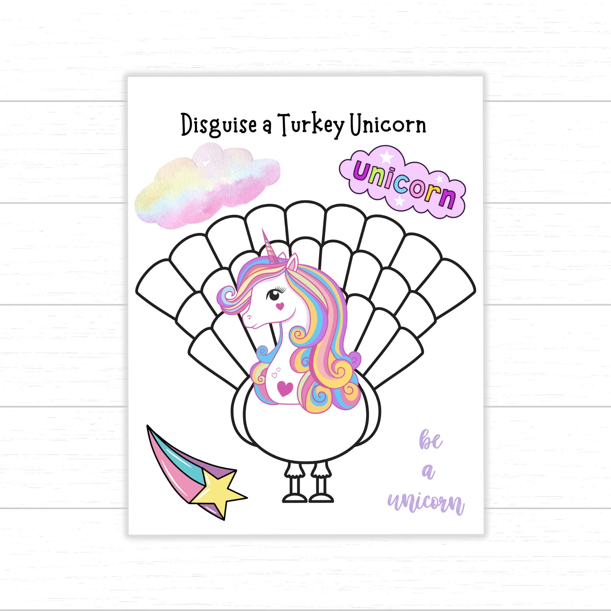 Free Printable Turkey Disguise Unicorn Template