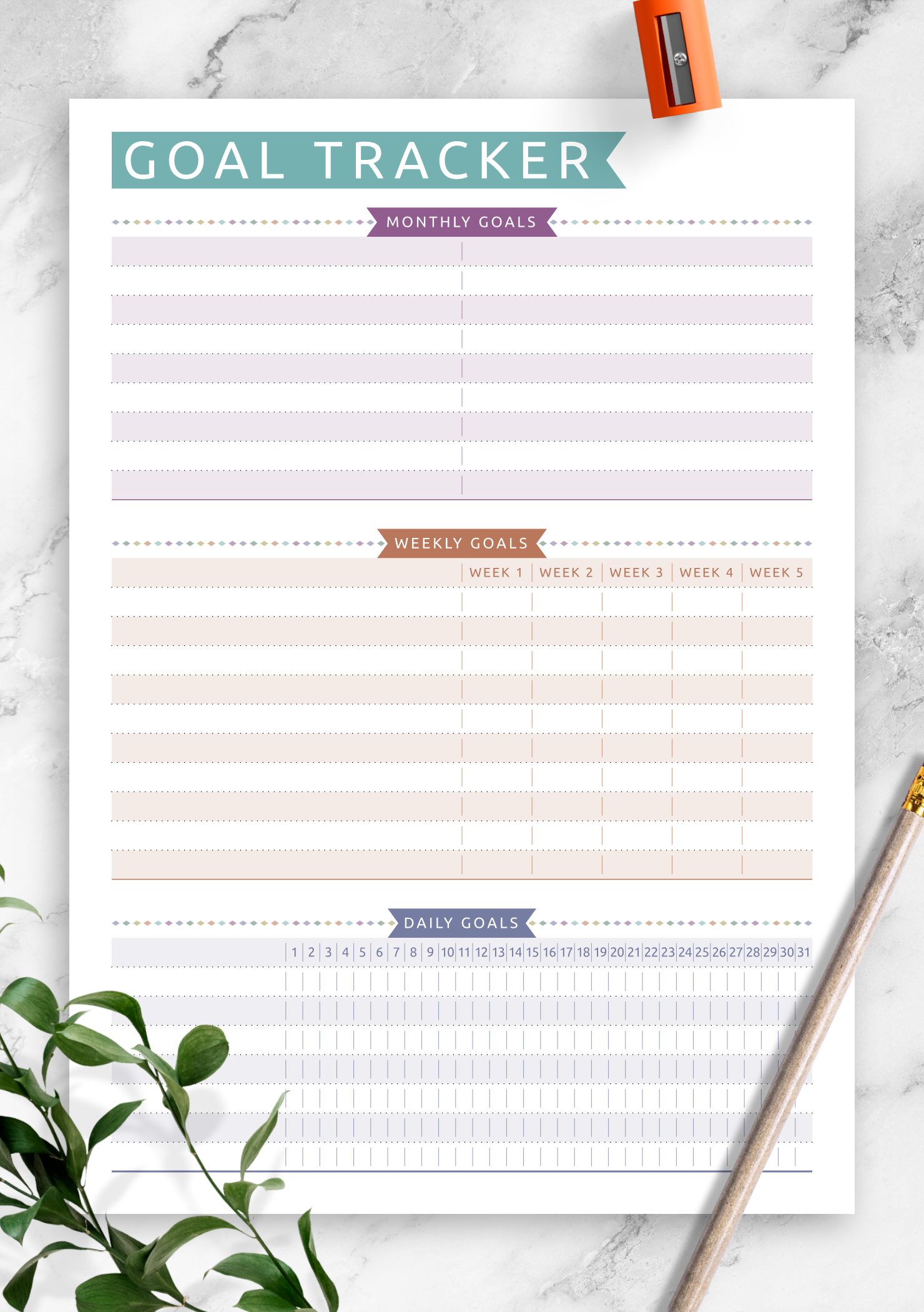 Printable Goal Tracker Template