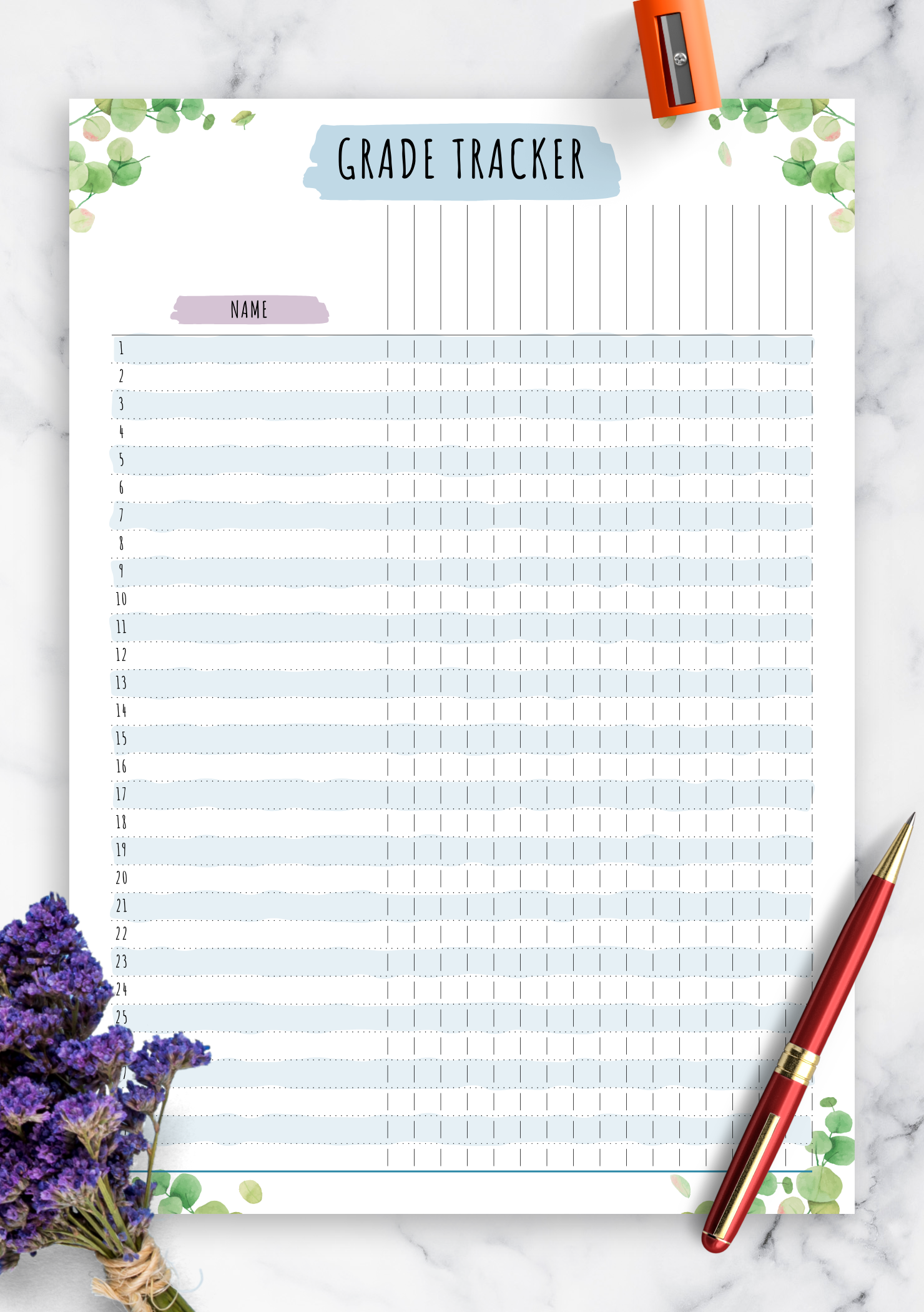 Gradebook Printable Template Gradebook Printable Template