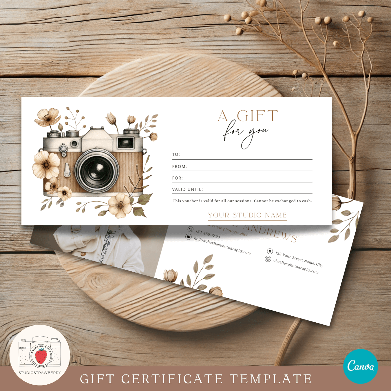 Editable Photography Gift Certificate Template With Watercolor 