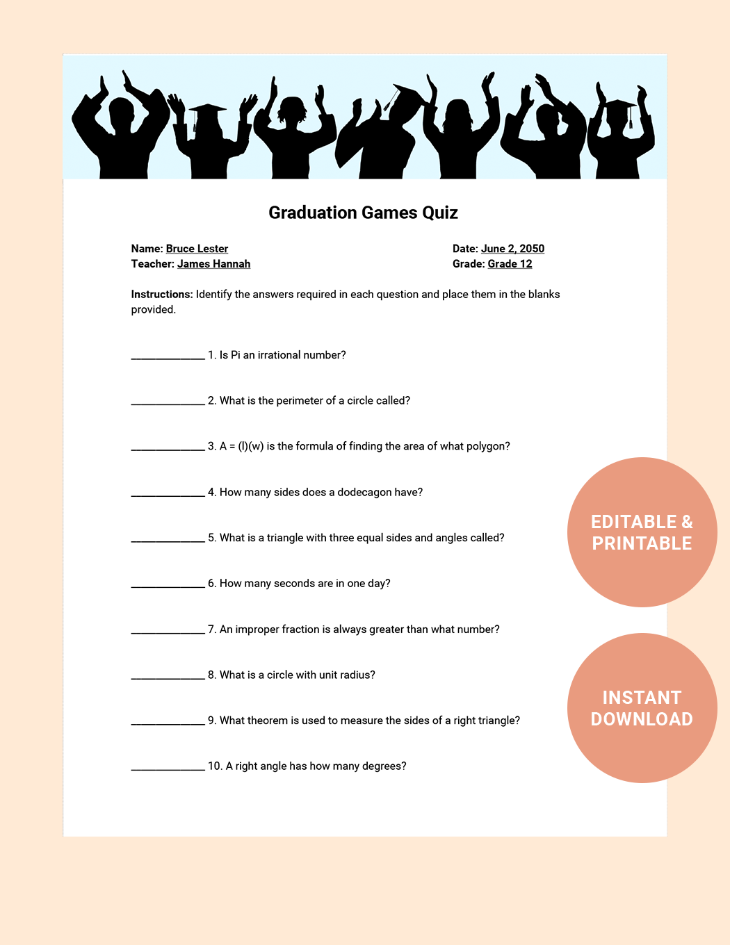 Editable Quiz Templates In Word To Download