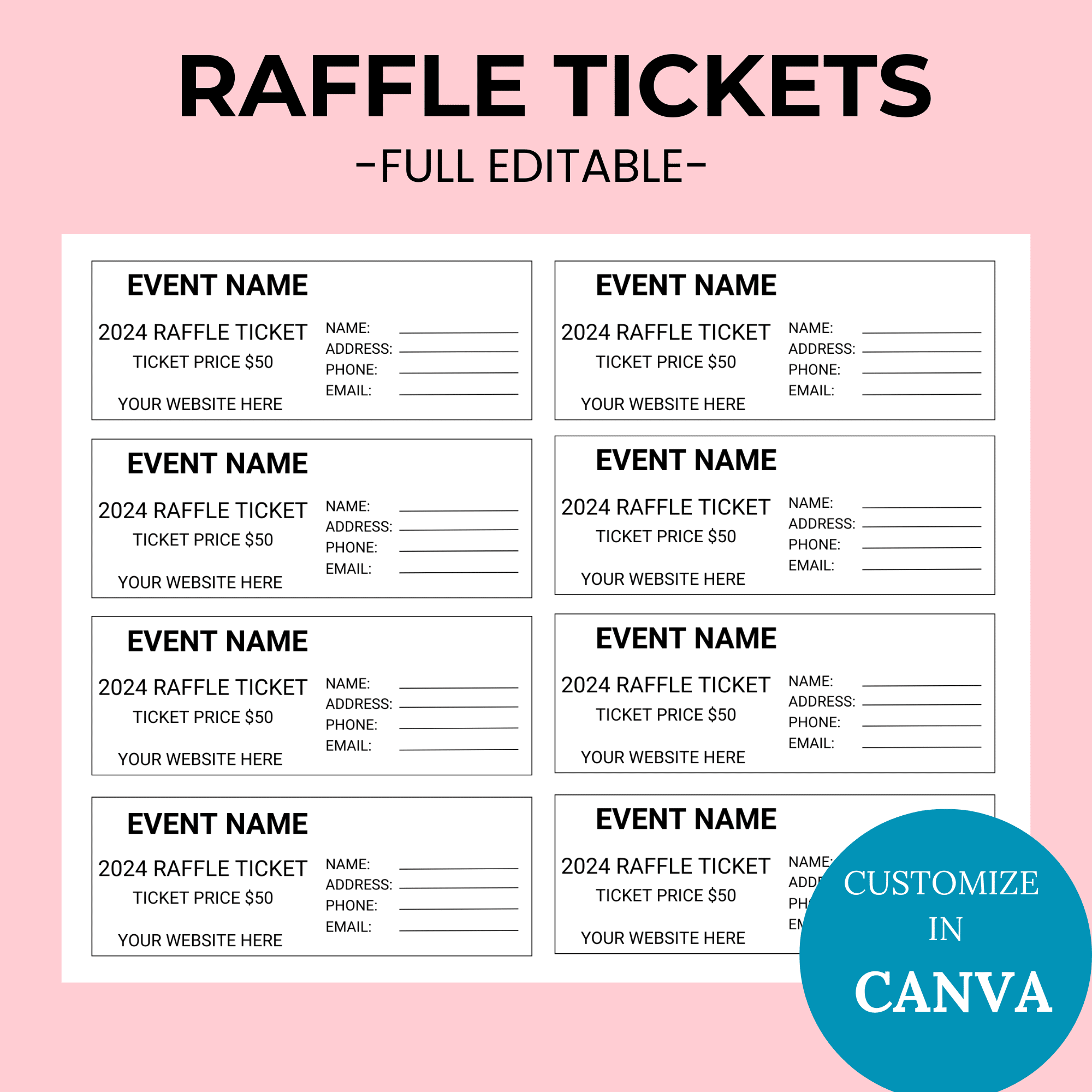 Printable/Editable Raffle Ticket Template