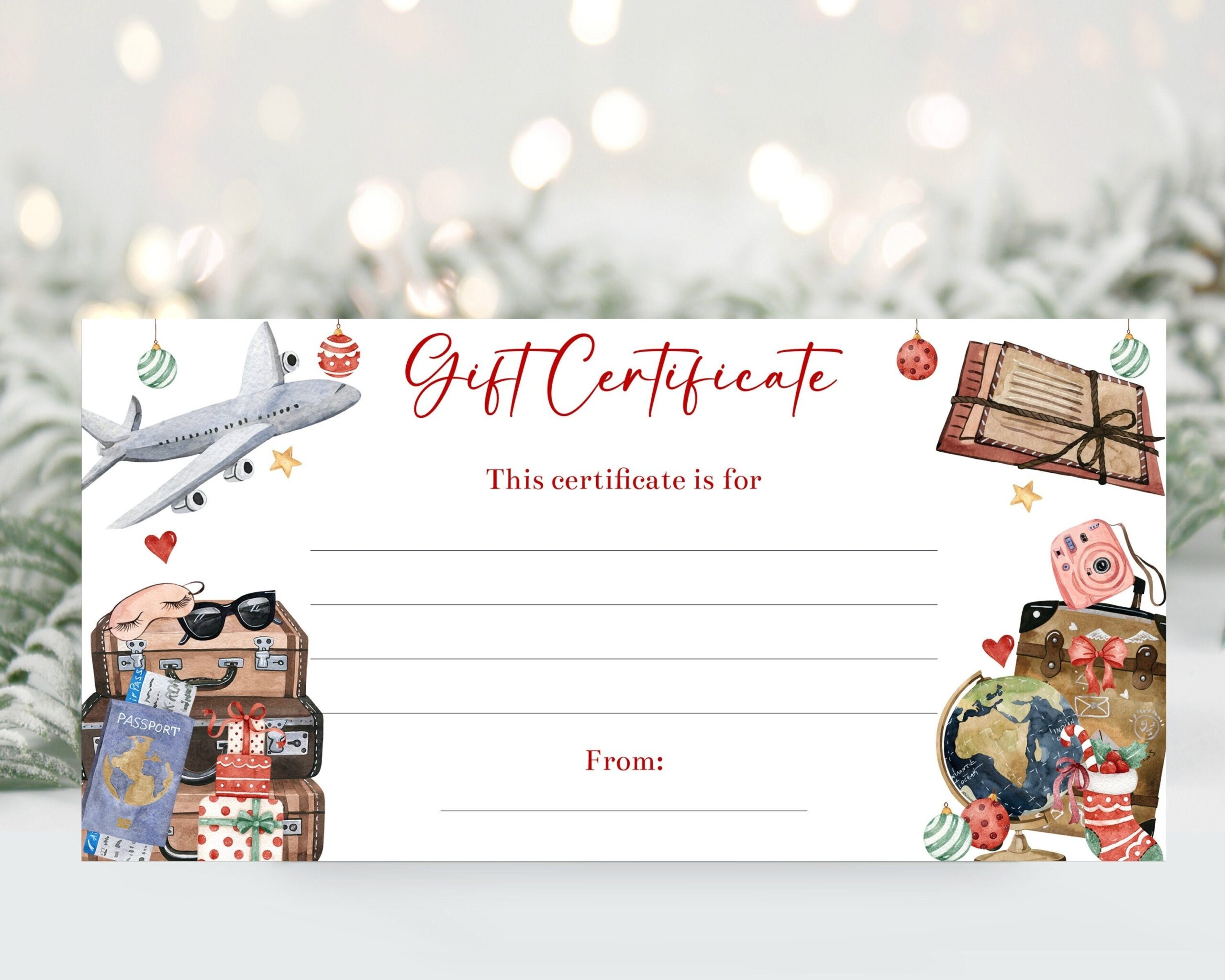 Free Printable Travel Gift Certificate Template