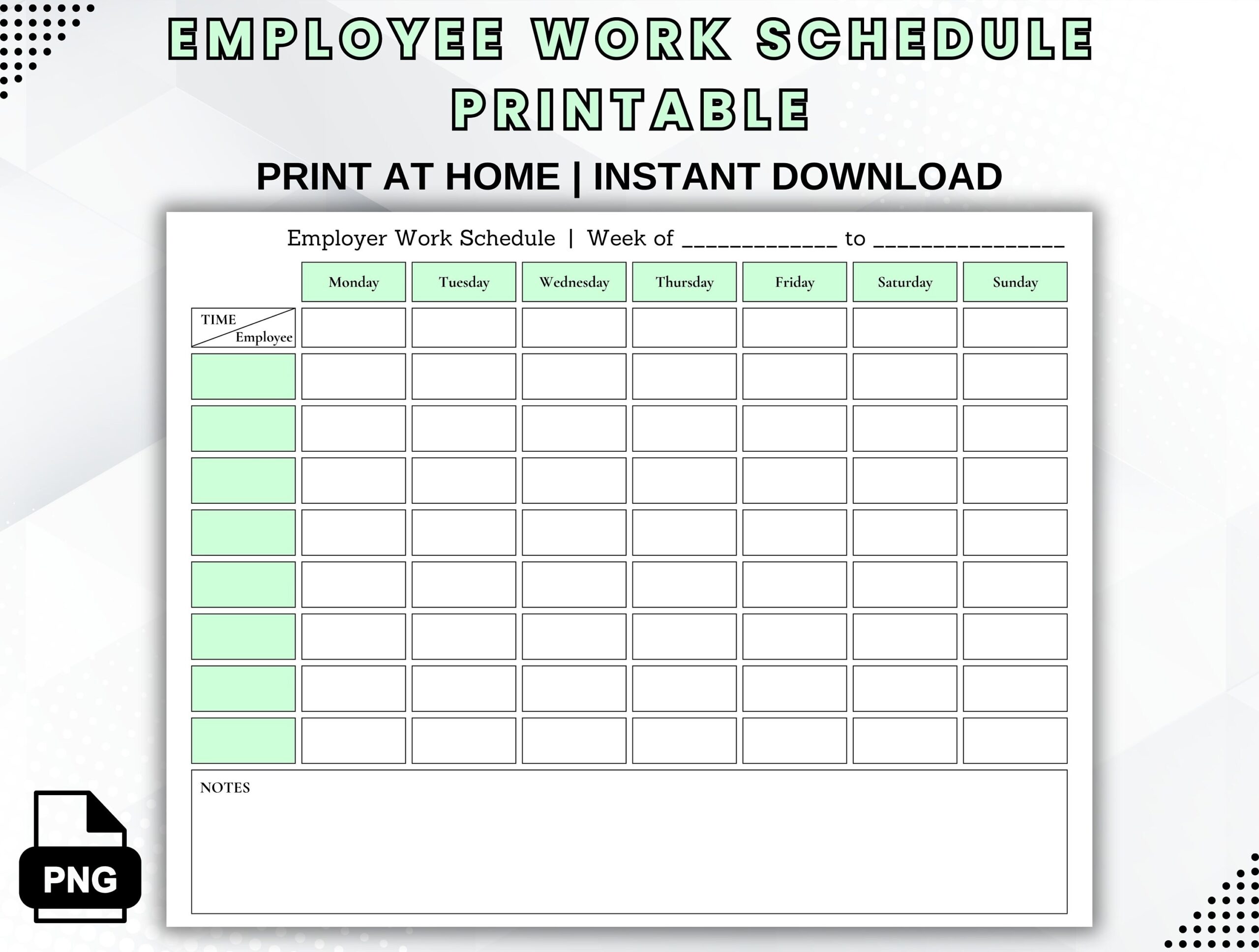 Employee Work Schedule Printable Weekly Staff Shift Template PDF Employee Work Schedule Printable Weekly Staff Shift Template PDF