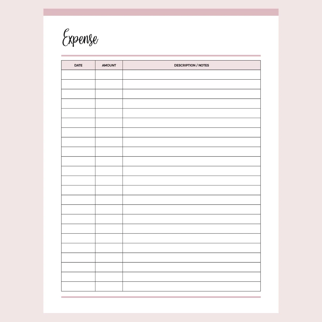 Expense Tracker Printable Template