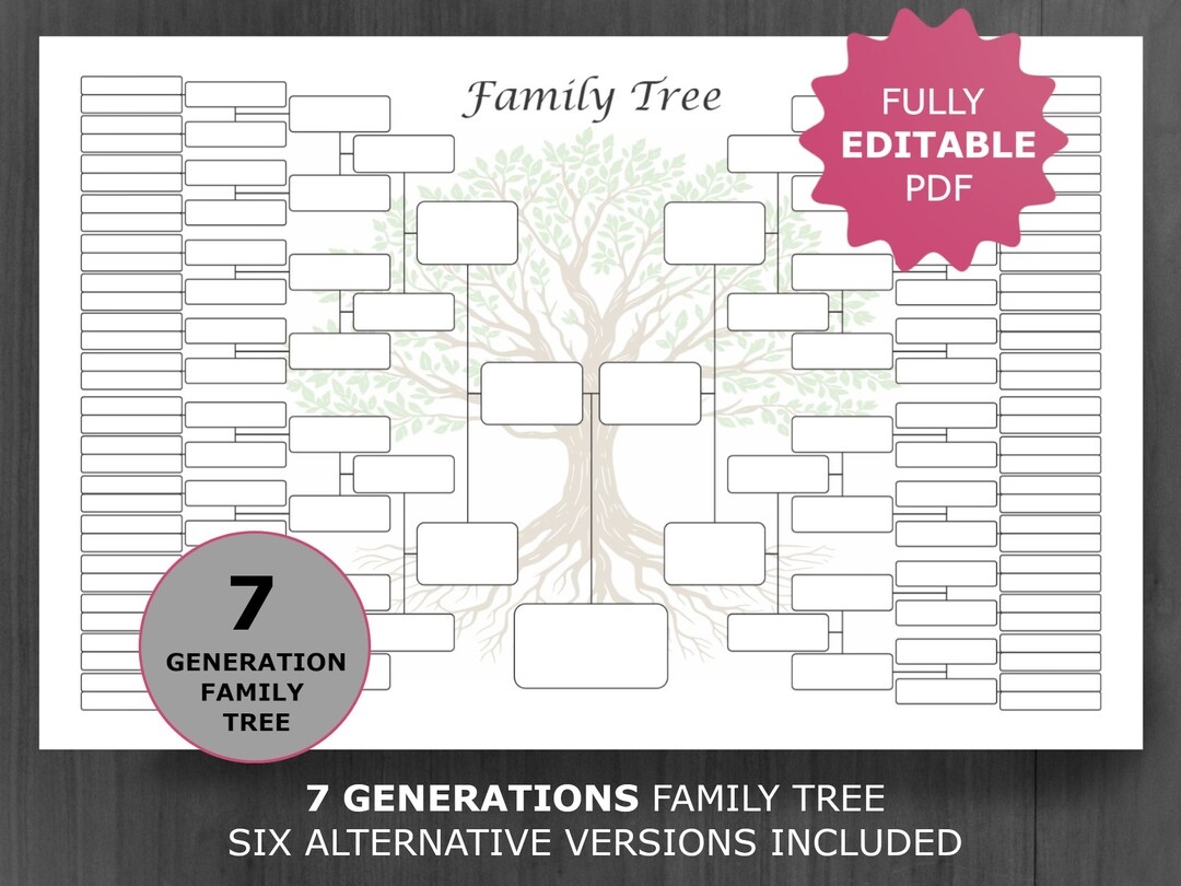 Family Tree Chart 7 Generation Druckbare Und Bearbeitbare