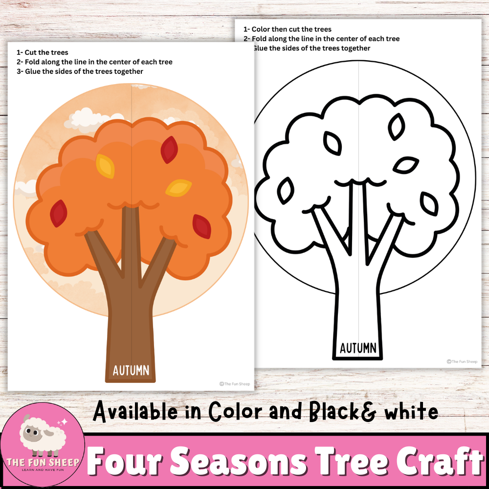 Four Seasons Tree Craft 4 Seasons Coloring 3D Tree Printable