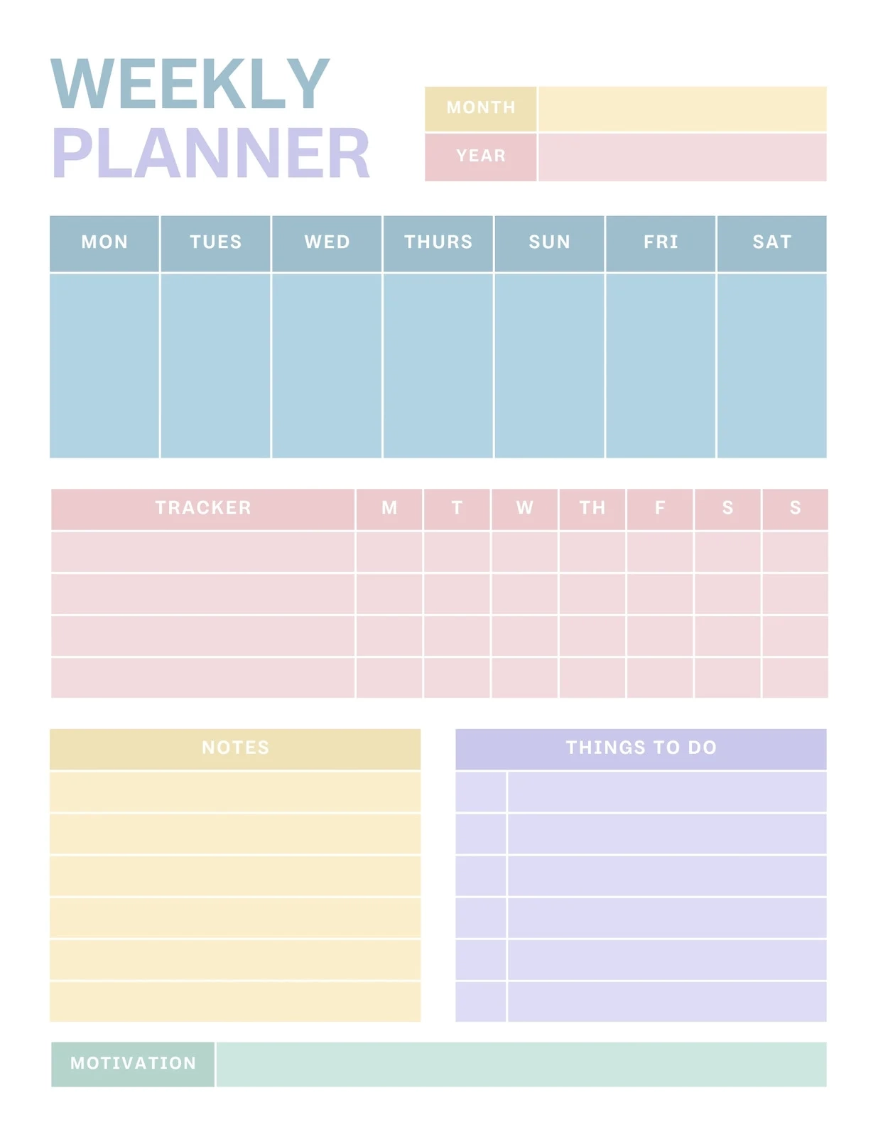 Printable Weekly Planner Template Word Printable Weekly Planner Template Word