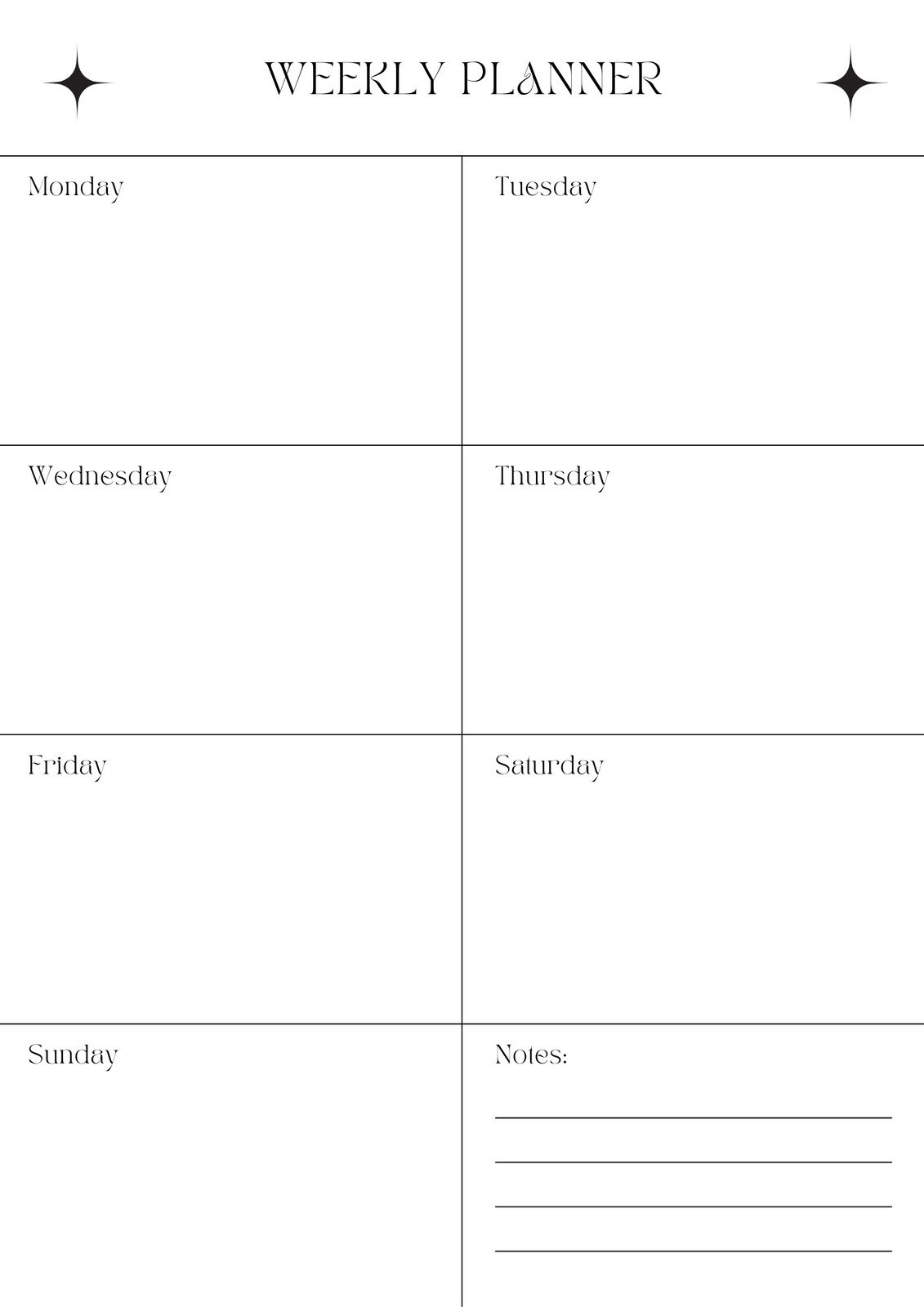 Free Printable Weekly Template