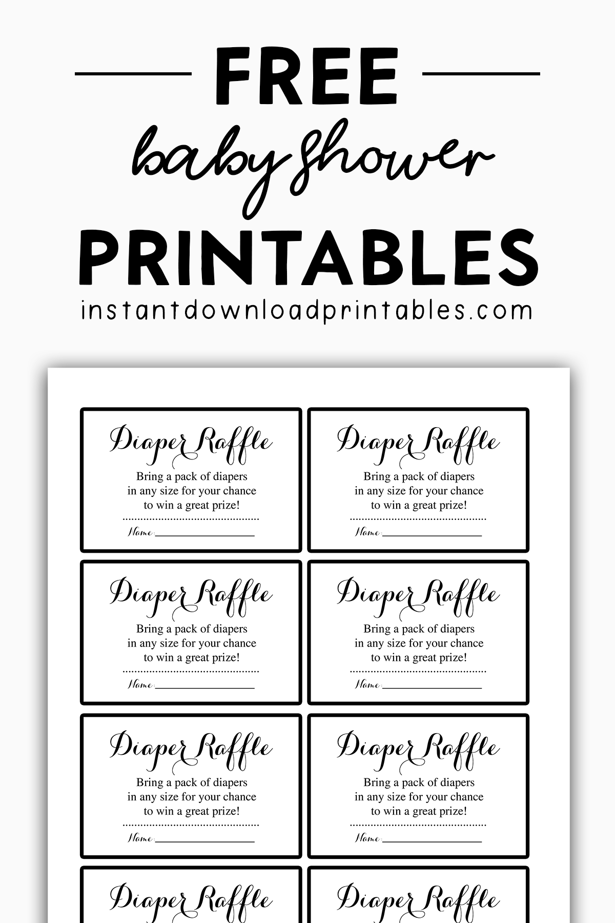 Free Baby Shower Black And White Printables Instant Download