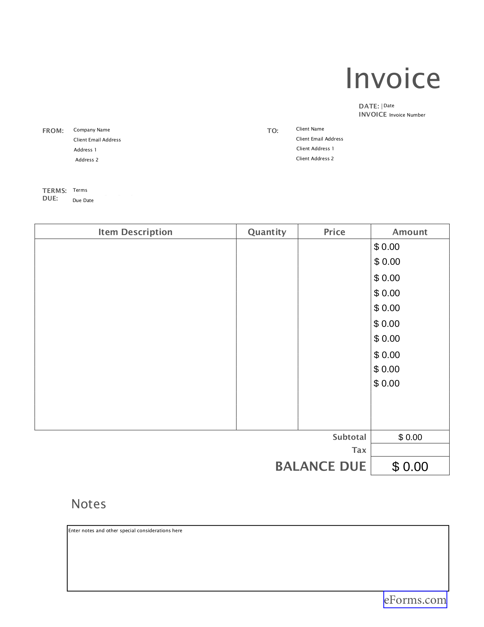 Free Blank Invoice Templates 30 PDF EForms Free Blank Invoice Templates 30 PDF EForms
