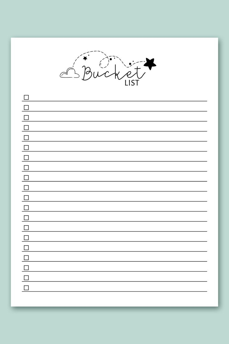 Bucket List Printable Template