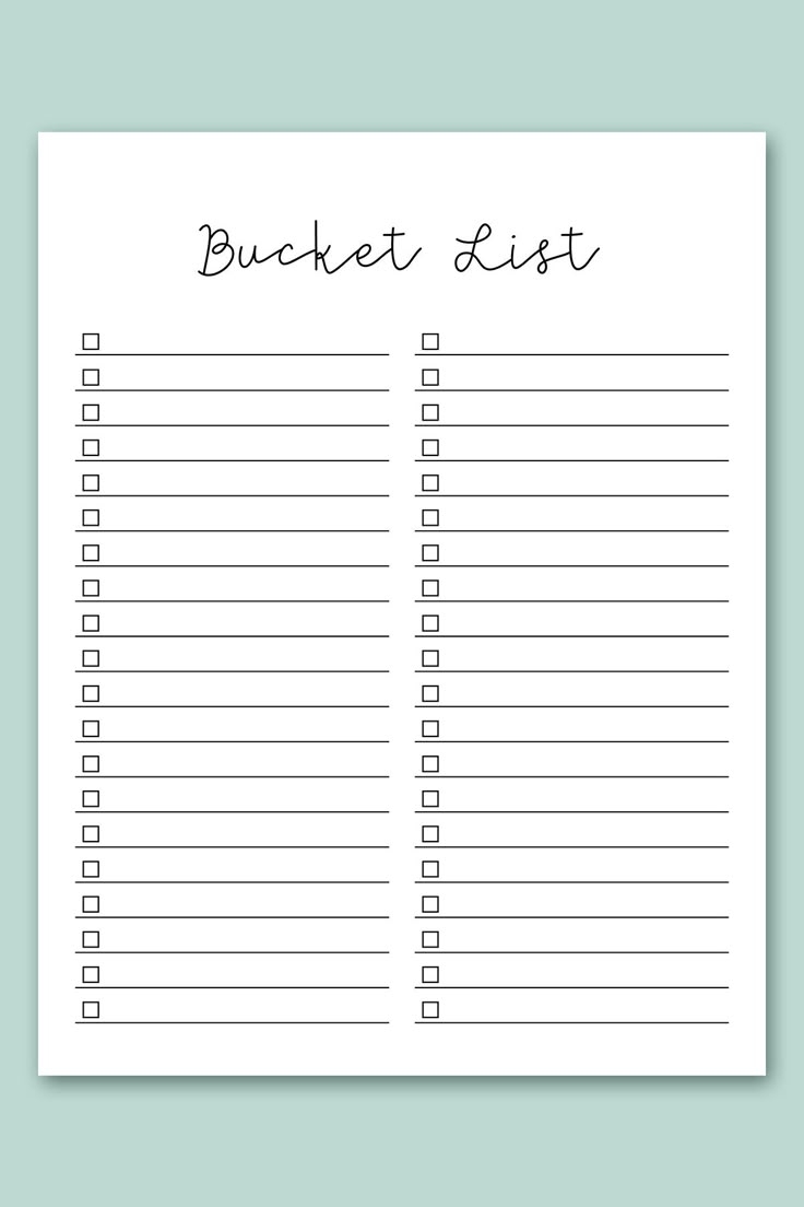 Free Bucket List Printable Templates summer Travel Etc