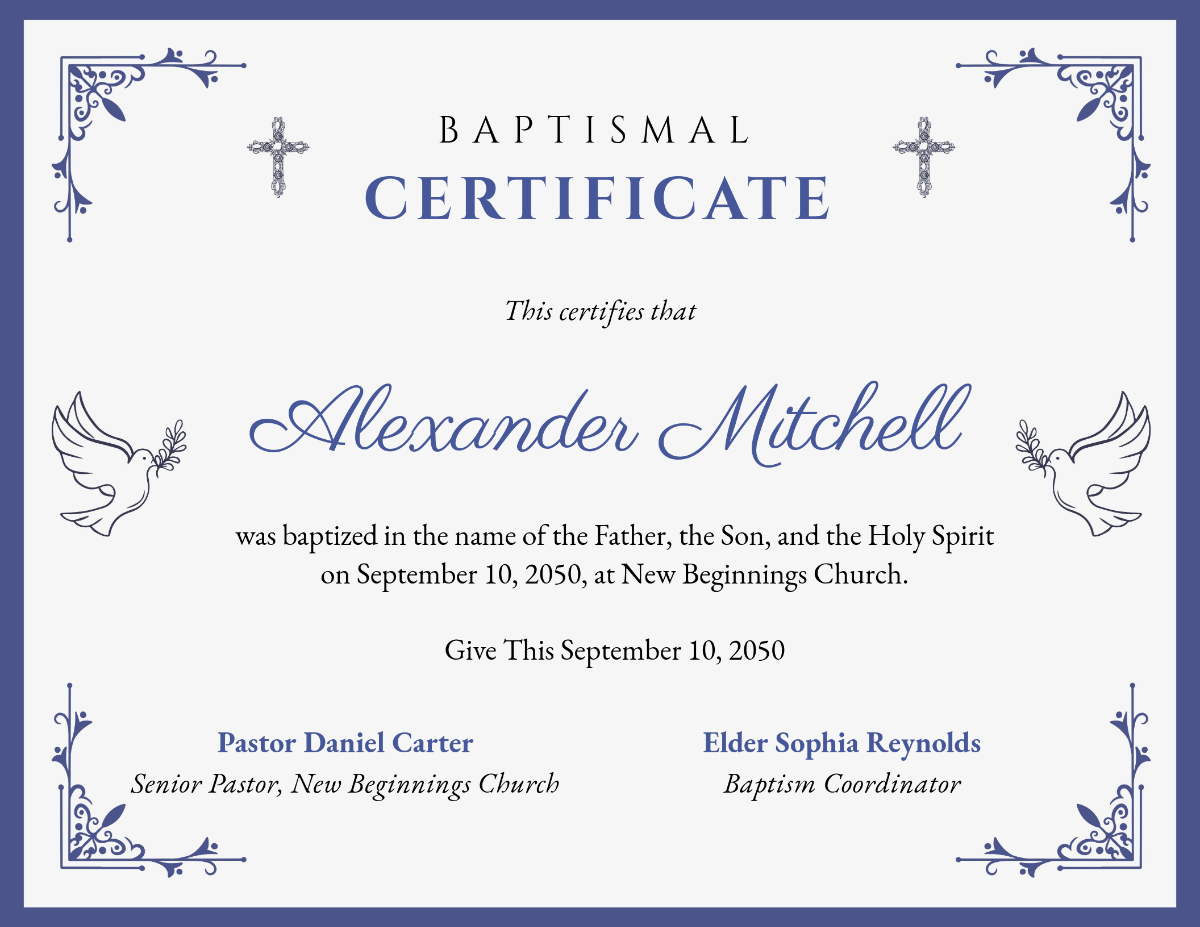 Free Church Baptismal Certificate Template To Edit Online