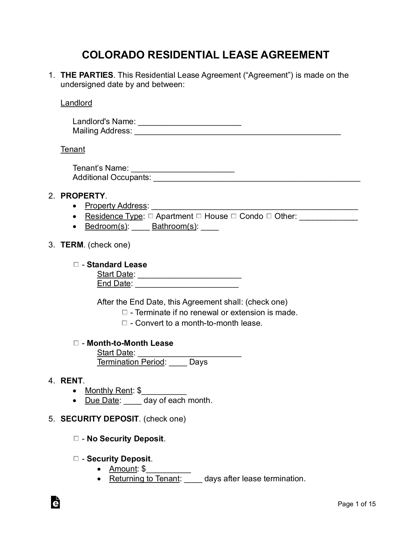 Free Printable Rental Lease Agreement Templates
